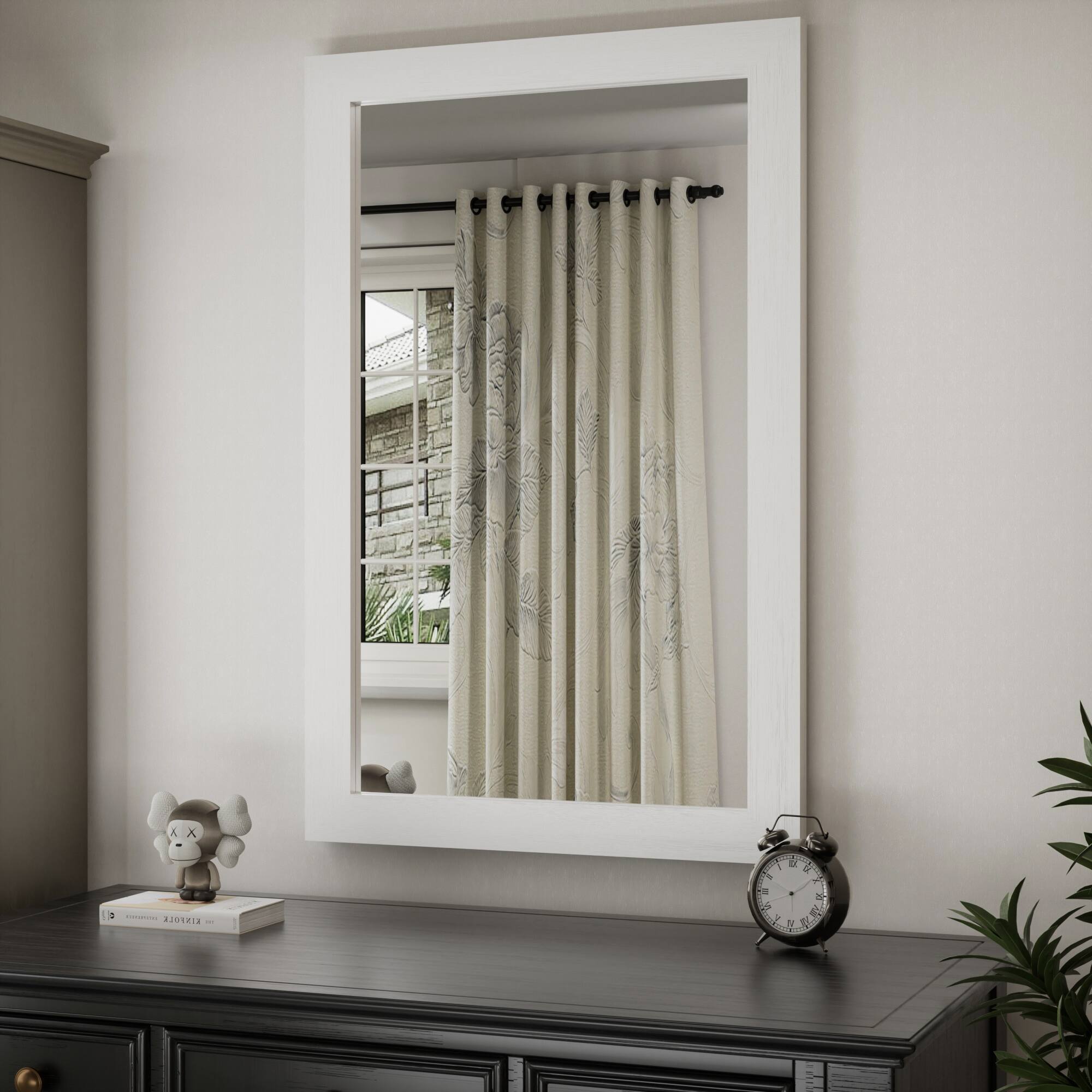 Alt View 2. PAIHOME - Rectangular Wall Mirror Waterproof Wood Frame Bathroom Mirror Modern Farmhouse Style Bedroom Living Room Decor - White - 24"x36".
