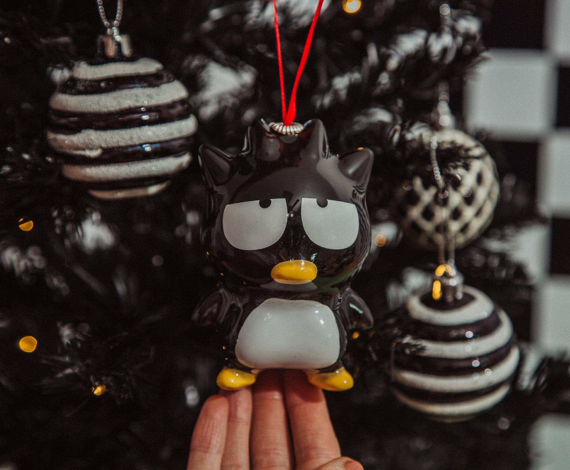 Alt View 3. Surreal Entertainment - Sanrio Badtz-Maru 4-Inch Shatterproof Decoupage Ornament - Black.