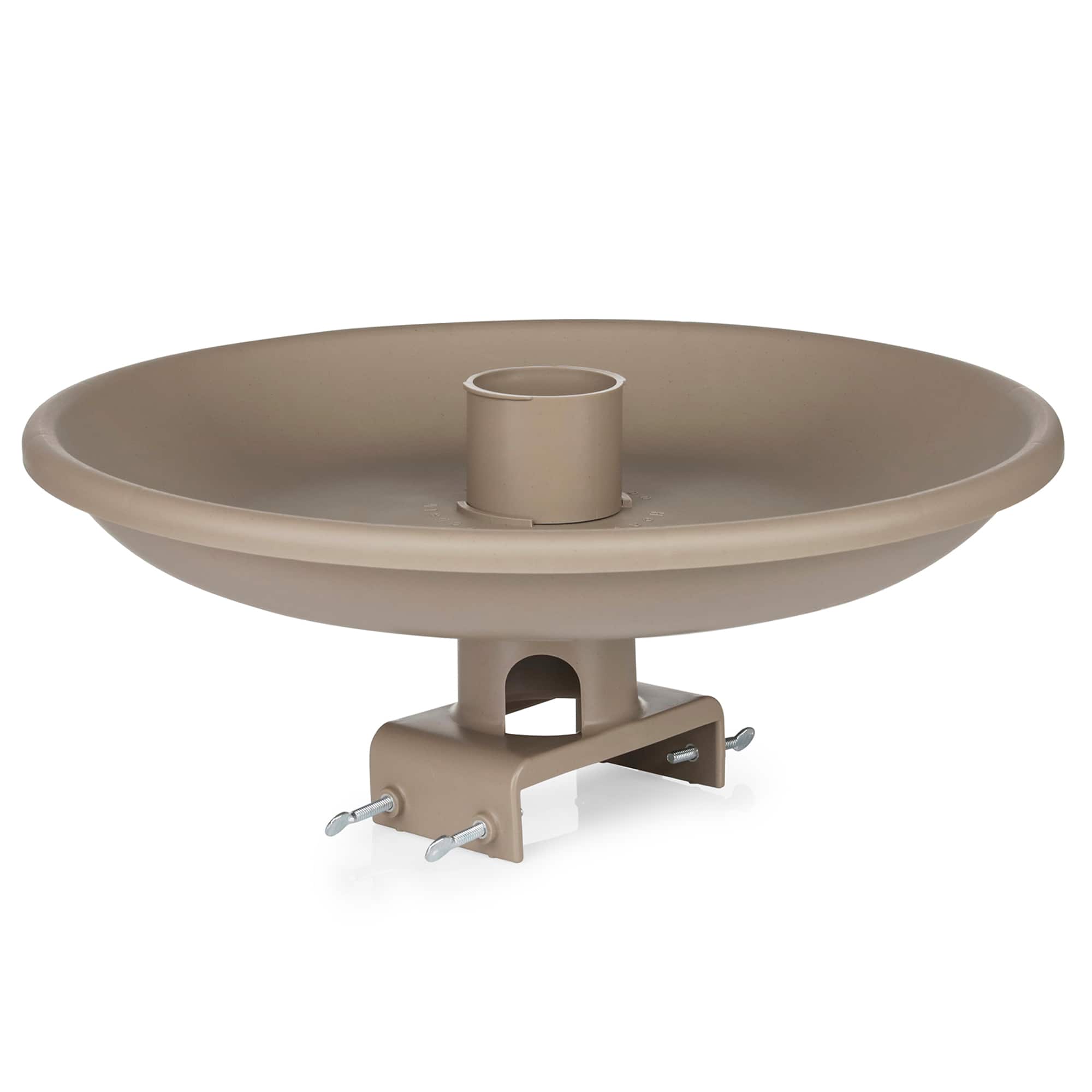 Farm Innovators - 150W Outdoor Plastic Heated Birdbath w/Deck Mount & Perch, Tan - Off-white