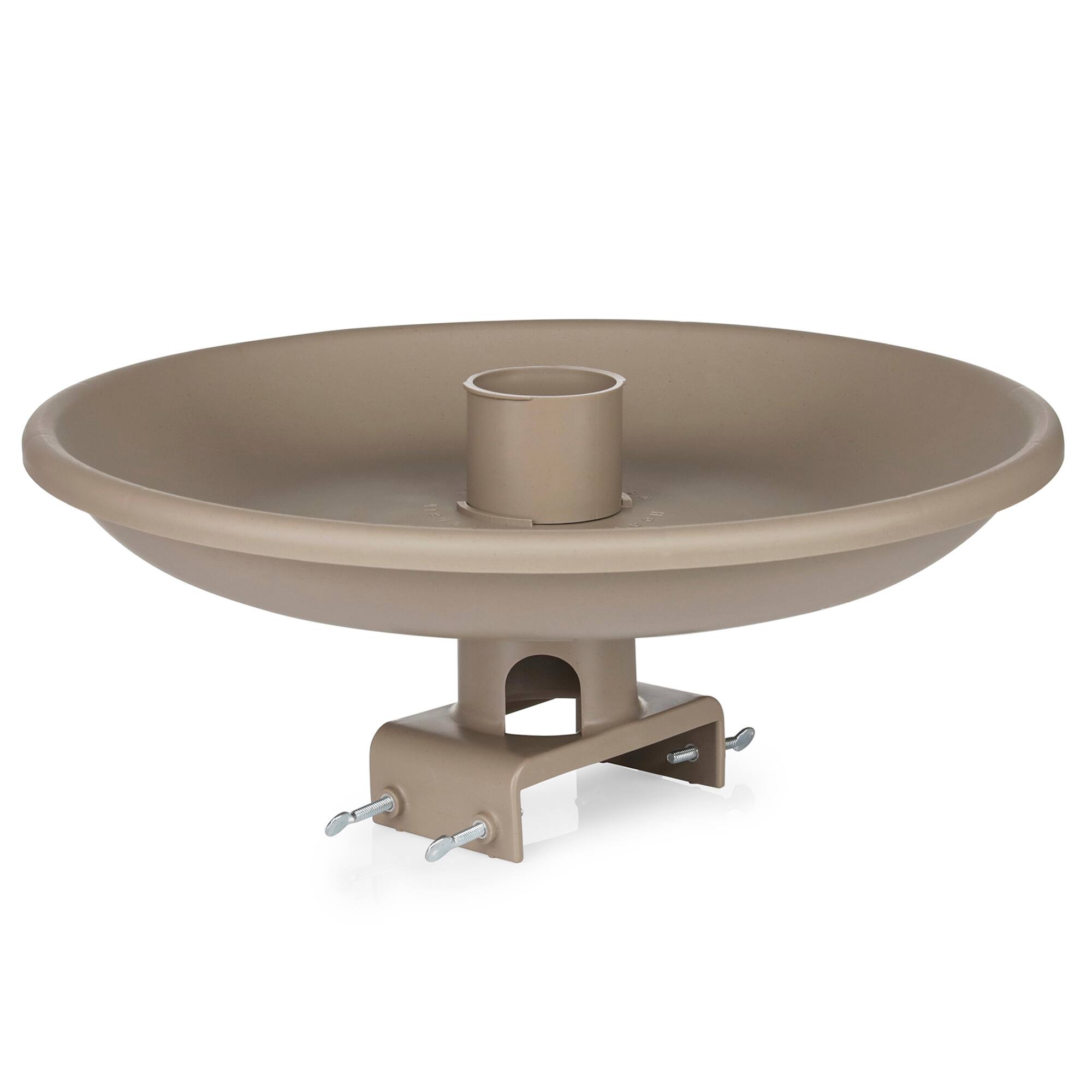 Farm Innovators - 150W Outdoor Plastic Heated Birdbath w/Deck Mount & Perch, Tan - Off-white