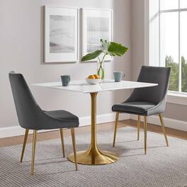 Modway - Lippa Square Wood Dining Table - Gold White