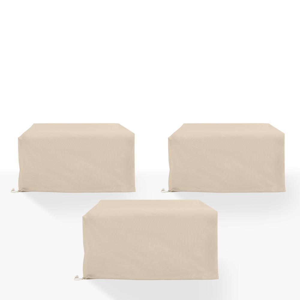 Back. Crosley Furniture - 3Pc Outdoor Sectional Furniture Cover Set - 3 Loveseats - Tan.
