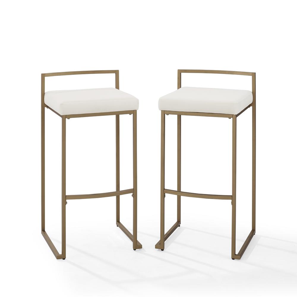 Back. Crosley Furniture - Harlowe 2-Piece Bar Stool Set - 2 Stools - Creme.