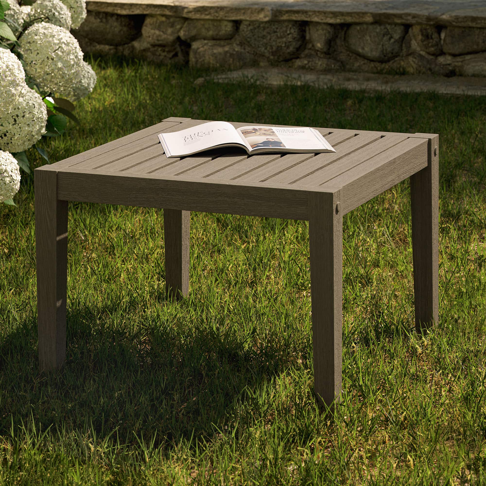 Northlake Square Outdoor Patio Teak Side Table by Modway - Weathered Gray
