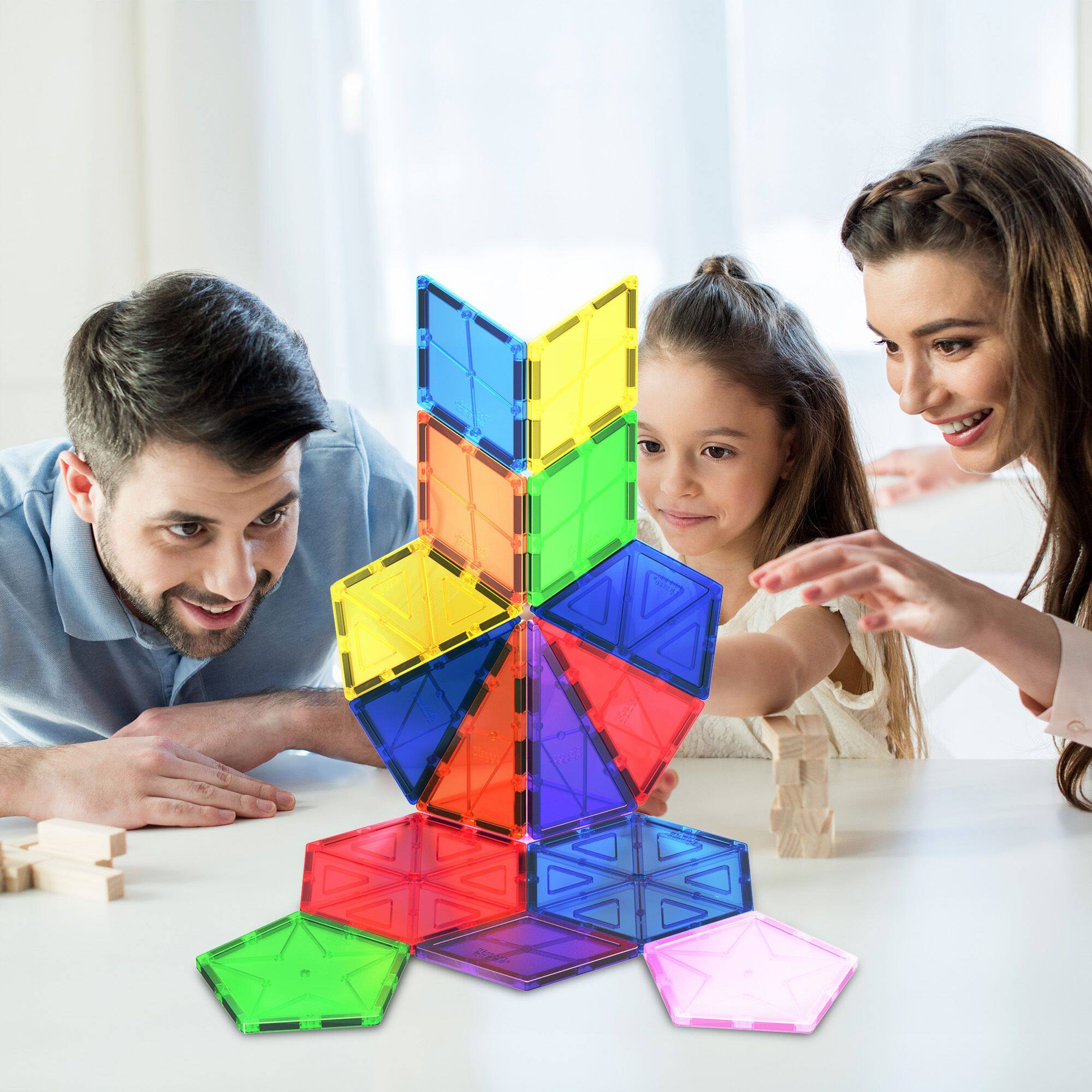 Alt View 2. PicassoTiles - PICASSO-TILES 16 PC  Magnetic Tiles, Magnetic Building Blocks for Kids, Magnet for Kids 3+.