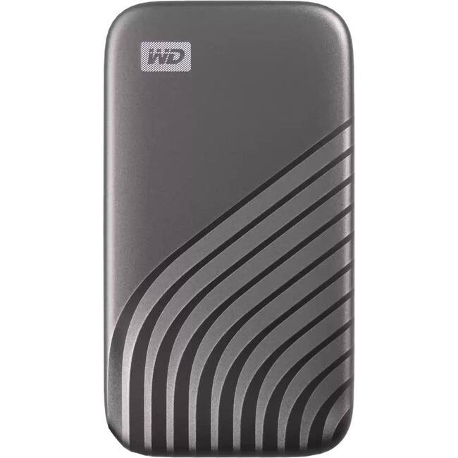 Front. SanDisk - WD My Passport WDBAGF0040BGY-WESN 4 TB Portable Solid State Drive - External - Gray - USB 3.2 (Gen 1) Type C - 1050 MB/s.