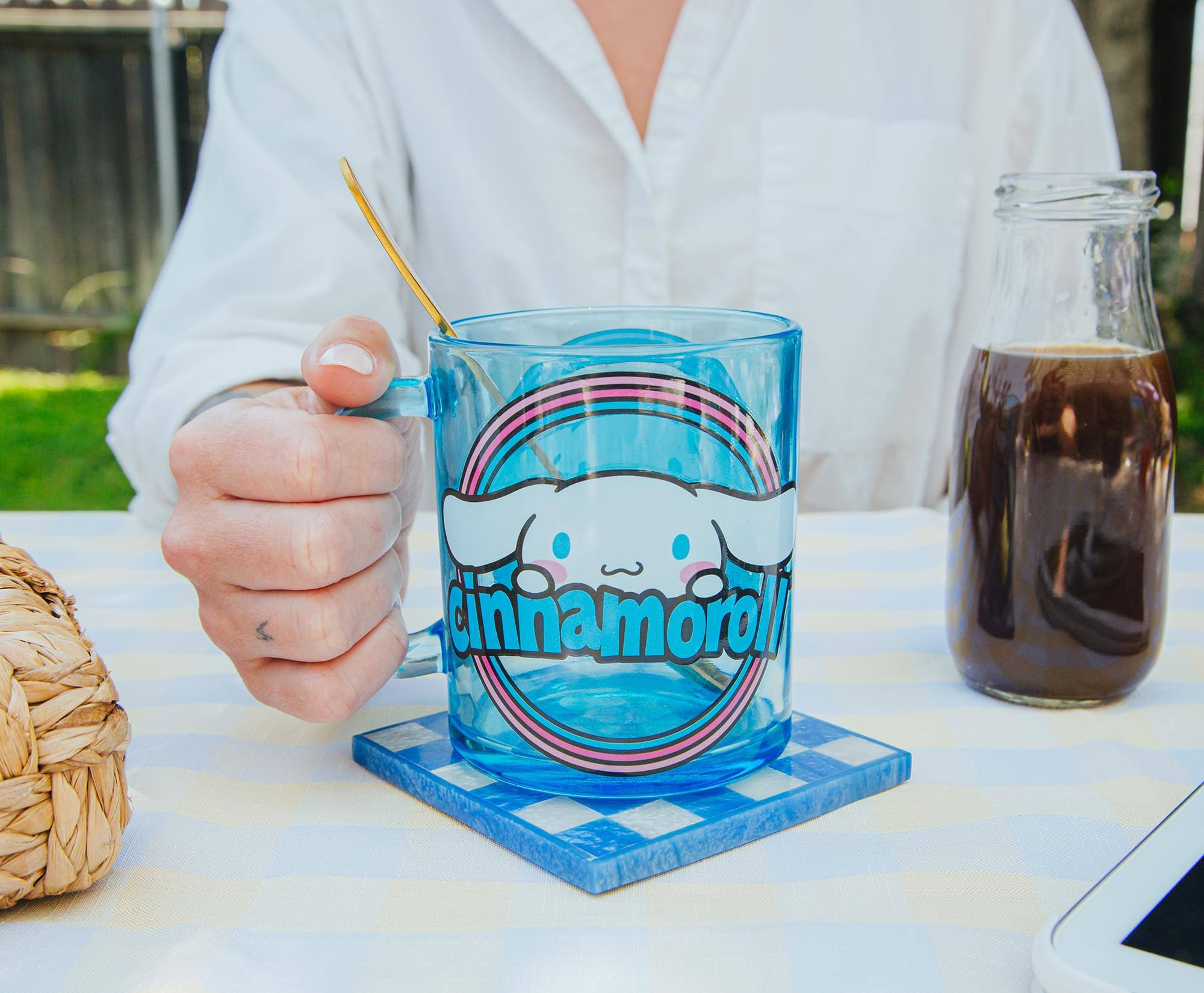 Alt View 3. Silver Buffalo - Sanrio Cinnamoroll Glass Coffee Mug | Holds 18 Ounces - Blue.