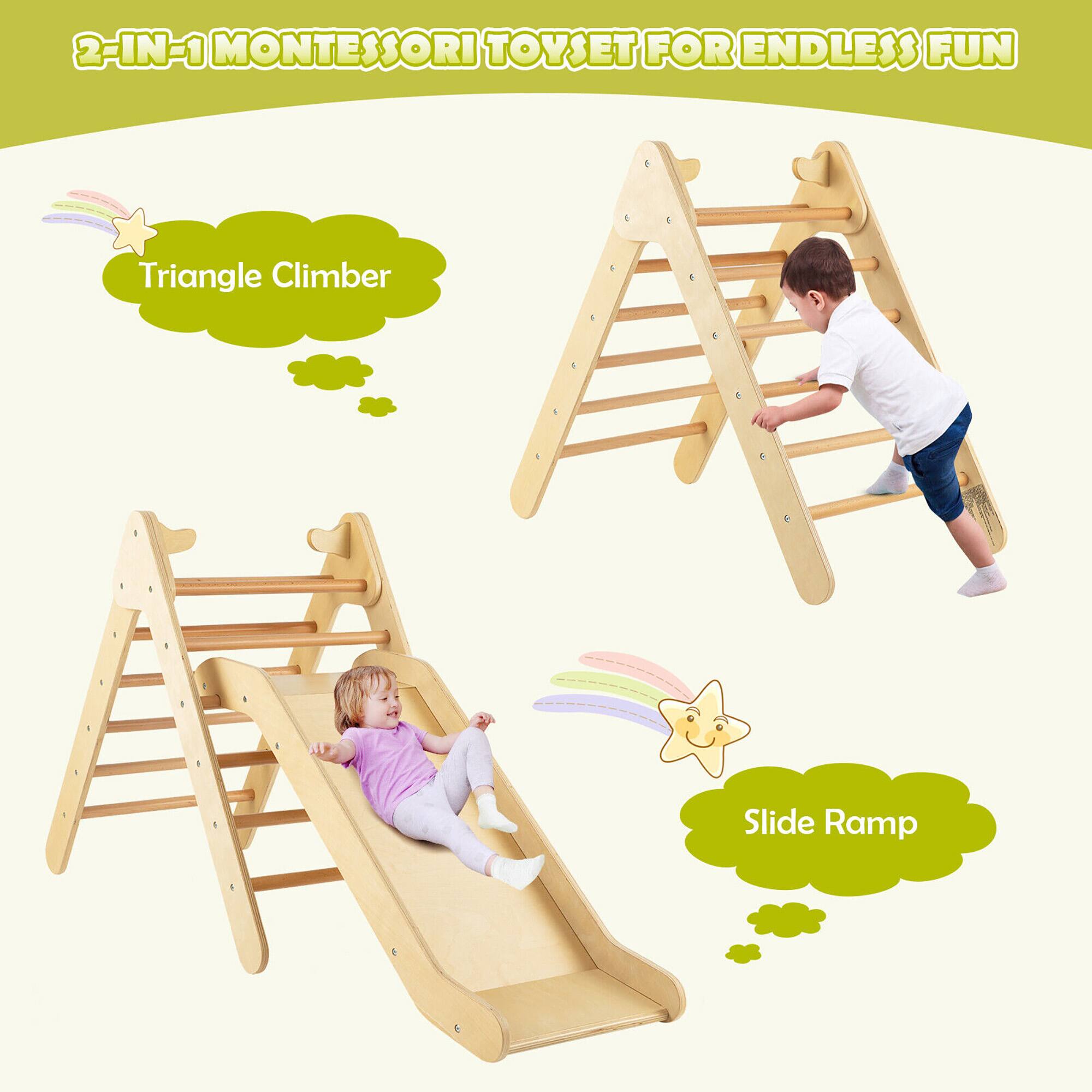 2-IN-1 MONTESSORI TOYSET FOR ENDLESS FUN

Triangle Climber
Slide Ramp