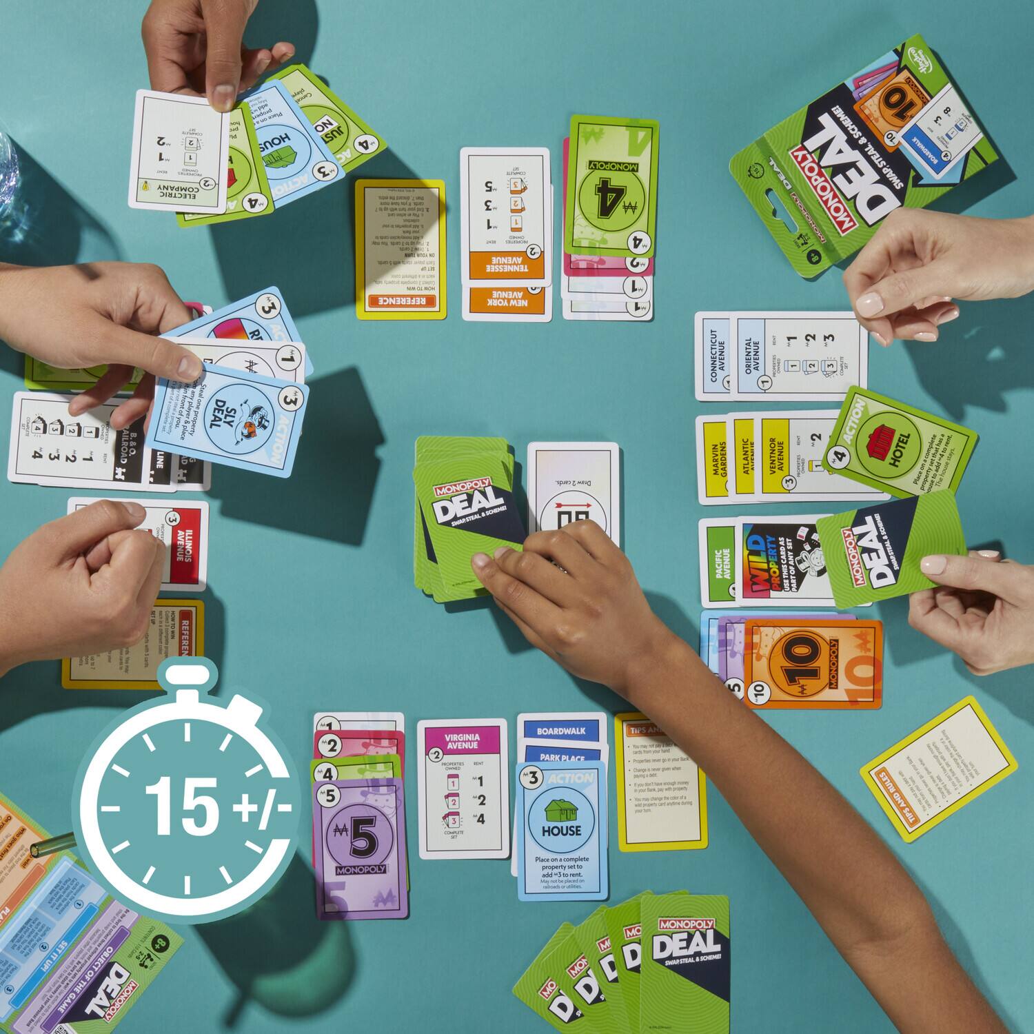 Sure, here is the corrected and grouped text from the image:

---

**3 UVERRITS**  
- - - . S - ON  
LSI - - - S E L.  
3 WINAAN DeSSaNNEL AAORN *4 4 10 I SCHEME 16 F - 1 DEAL MONOPOLY SWAPSTEAL CAOPO NOWE  
E ot DEAL SLY ALROAD ; IN M AVENUE SILNT BEF 15 +/- - WA REPERENCE TORE min MORO DEAL -AL - BOAROWALE VIRGINIA 2 AVENUE  
PARK PACE -4 3 ACTION 5 124 MN - HOUSE 5 Pas onplate MOHOPOLT rgert - - - a CONNECTIIUT AUENIUE MARVIN SARGENT Ma2 WALAN -  
2 ORIENTAL AVENUE ACTION ATLANTIC ENTRIUS AVENUE HOTEL a WILD PROPERTY ! MOOPOLY DEAL 10 I 10M 10 AMD TIPS  
NET IT  
Hn DBRC IC X DEAL I A MO MO MOHOPOLY MC DEAL - -  

---

**MONOPOLY