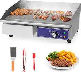 Costway - 22" Commercial Electric Griddle, 2000W Countertop Flat Top Grill with Stainless Steel Frame - Silver