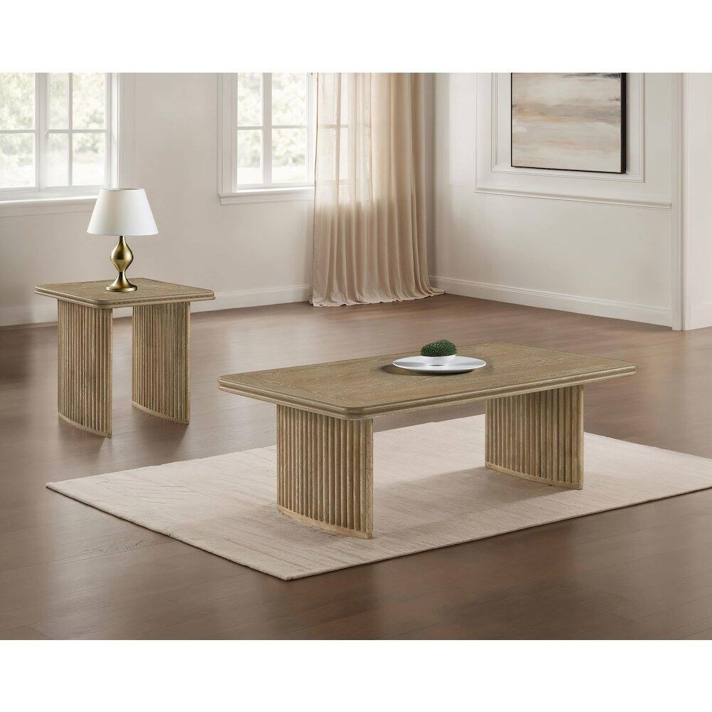 Angle. Coaster Co. of America - Adina 2-piece Wood Coffee Table Set Distressed Light Brown - Distressed Light Brown.