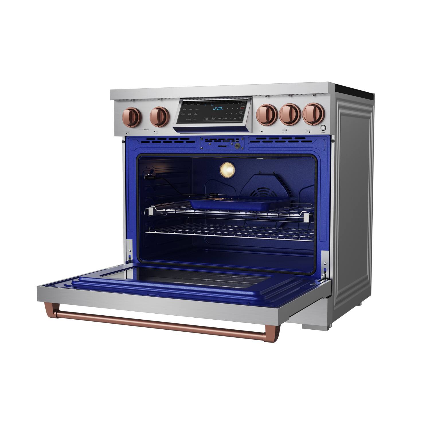 Alt View 2. Thor Kitchen - Gordon Ramsay Series by Thor Kitchen 6.0 Cu. Ft Freestanding Induction Range with Rose Gold Hardware - Stainless steel.