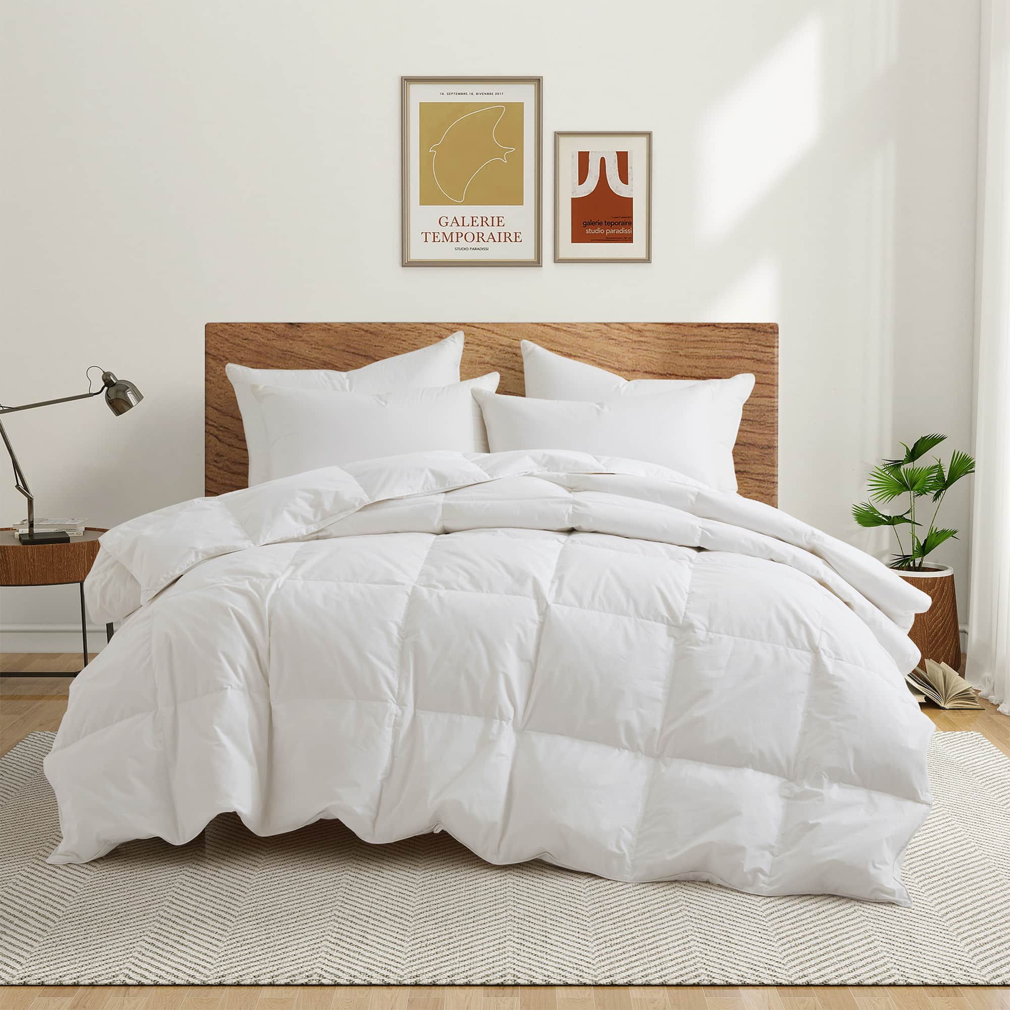 Peace Nest - Medium Weight 100% Breathable Cotton Feather Down Comforter Duvet Insert, King - White