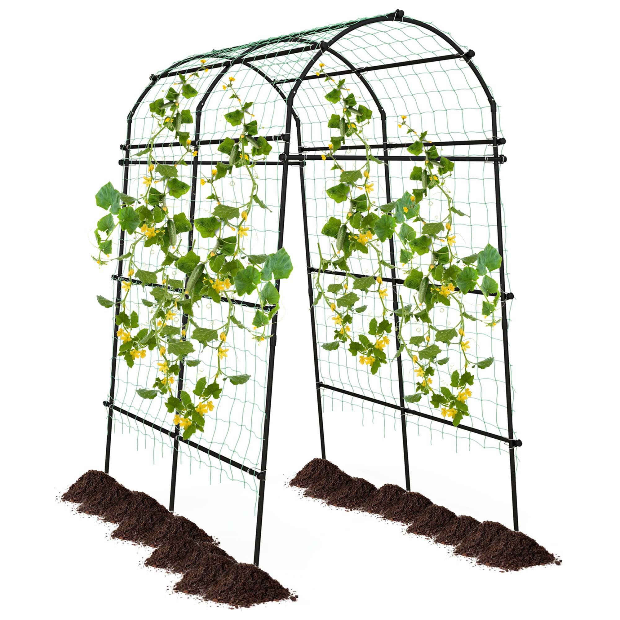 Alt View 1. Costway - 7.5FT Garden Arch Trellis Outdoor Plant Support Archway for Climbing Vine Flower - Black + Green.