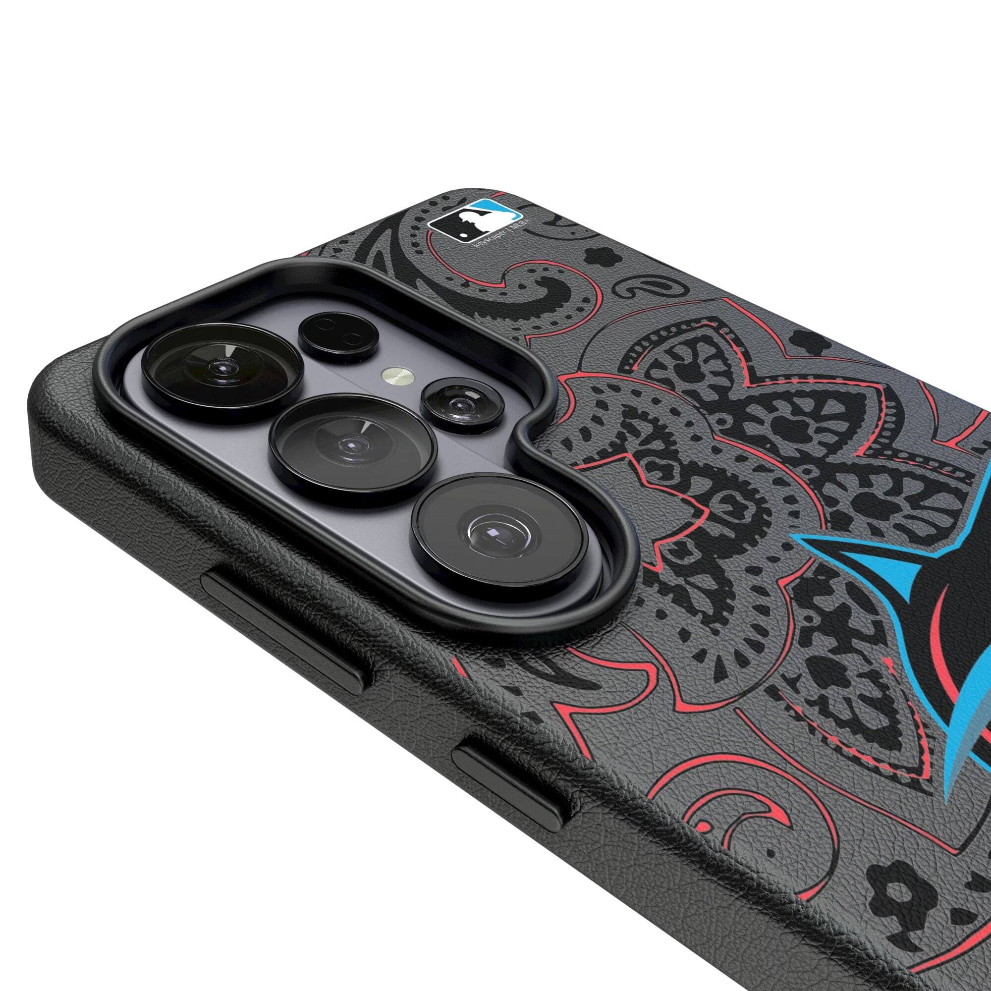 Alt View 2. Keyscaper - Miami Marlins Paisley Galaxy Magnetic Bump Case - S25 - Black.