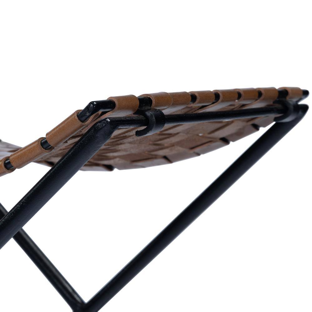Left. Butler Specialty - Karma Woven Leather Stool - Medium Brown.