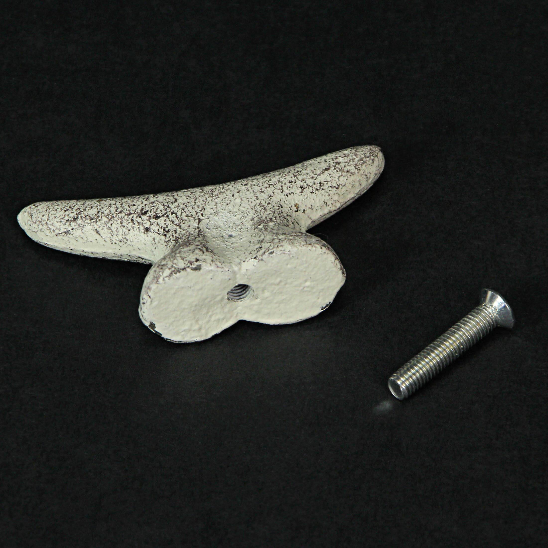 Alt View 2. Zeckos - 2.5 In Cast Iron White Nautical Cleat Drawer Pulls Cabinet Knobs Set of 6 - Off-white.