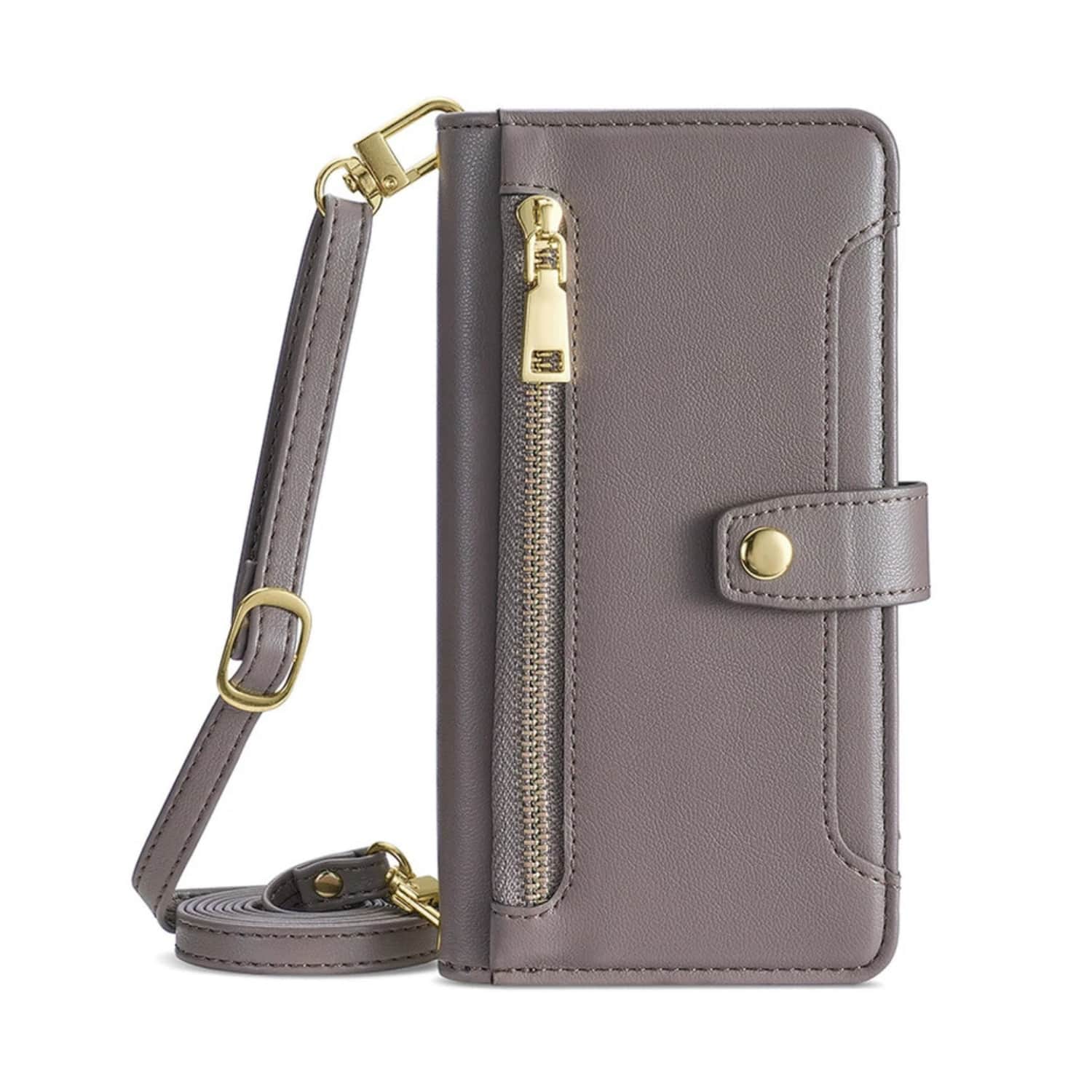 Stock Preferred - iPhone 17 Pro PU Leather Crossbody Wallet Case Grey - Gray