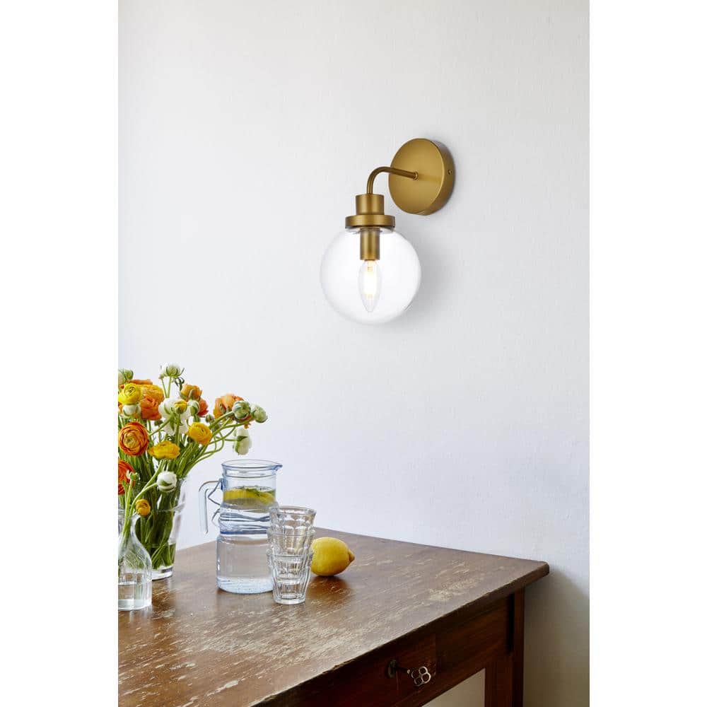 Living District - Hanson 1 light bath sconce in brass with clear shade - Brass And Clear Shade price history on PriceWatchPro