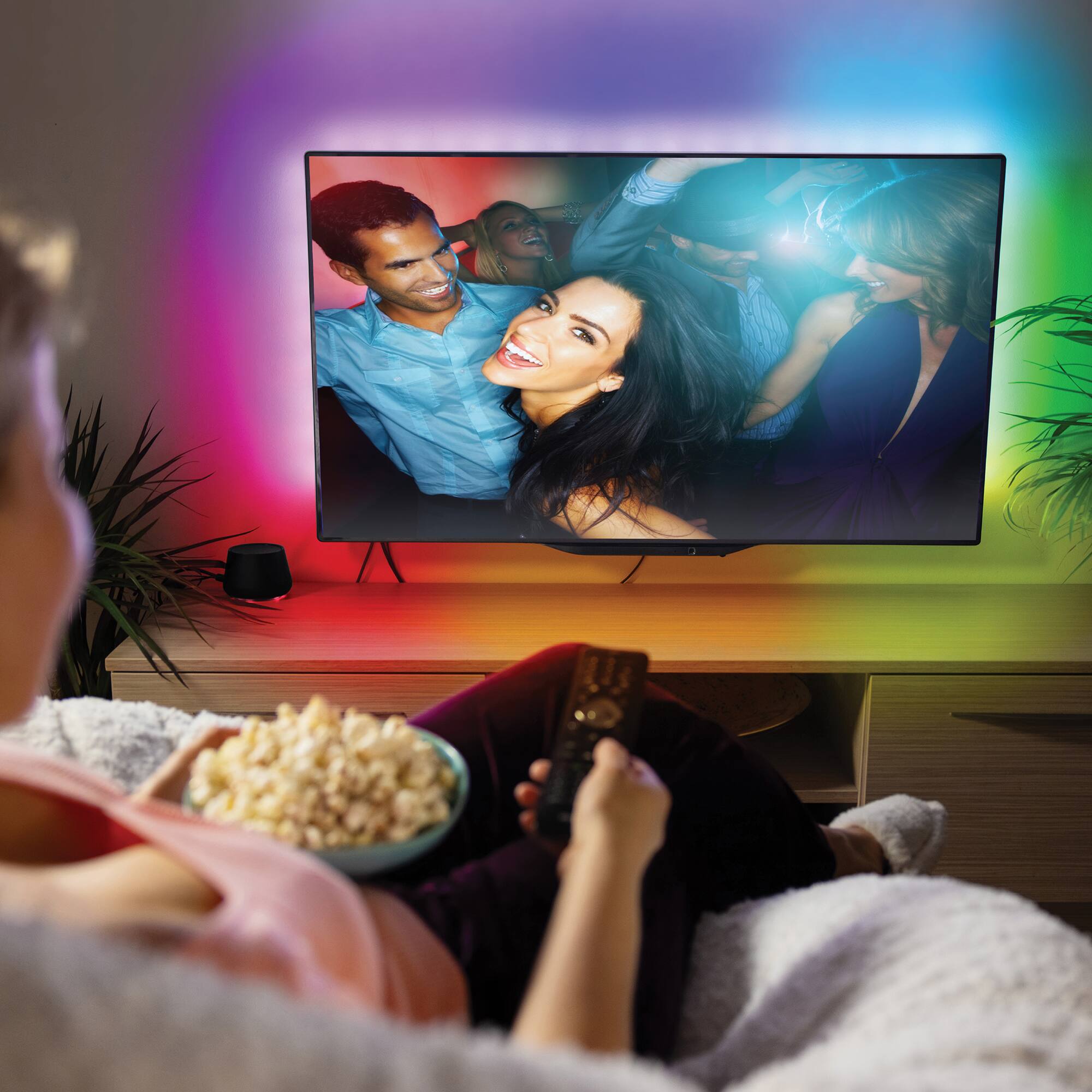 Angle. Monster - Indoor 6.5ft Multi-Color Color Flow Light Strip, Flash Mode Remote - Multicolor.