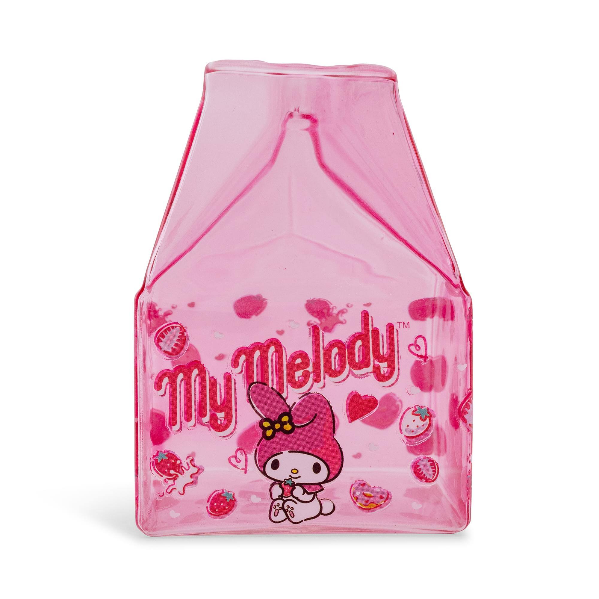 Alt View 1. Silver Buffalo - Sanrio My Melody Strawberry Glass Milk Carton | Holds 12 Ounces - Multi-Colored.