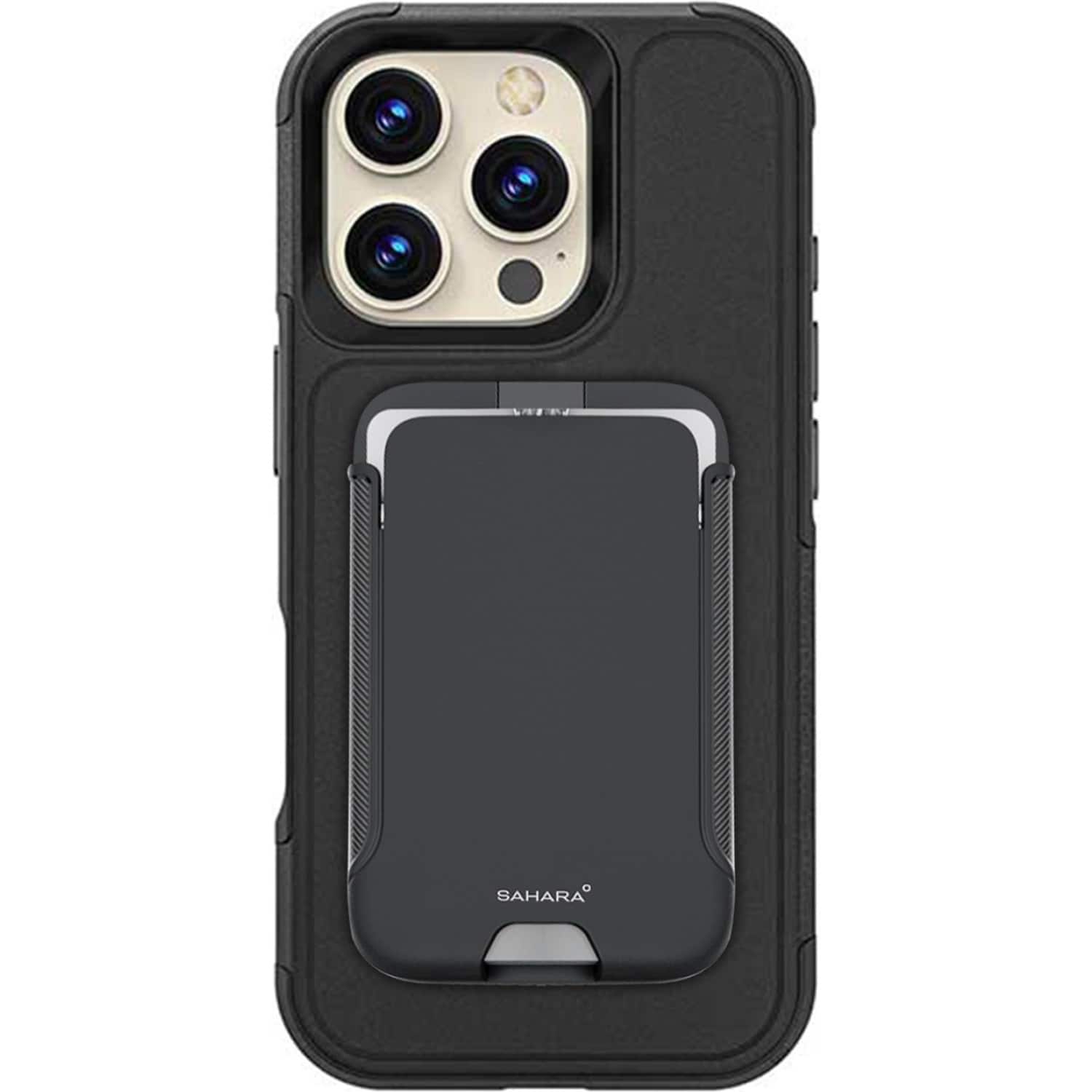 Front. SaharaCase - Raider Series Wallet Case for Apple iPhone 16 Pro Max - Scorpion Black.