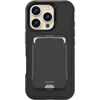 Front. SaharaCase - Raider Series Wallet Case for Apple iPhone 16 Pro Max - Scorpion Black.