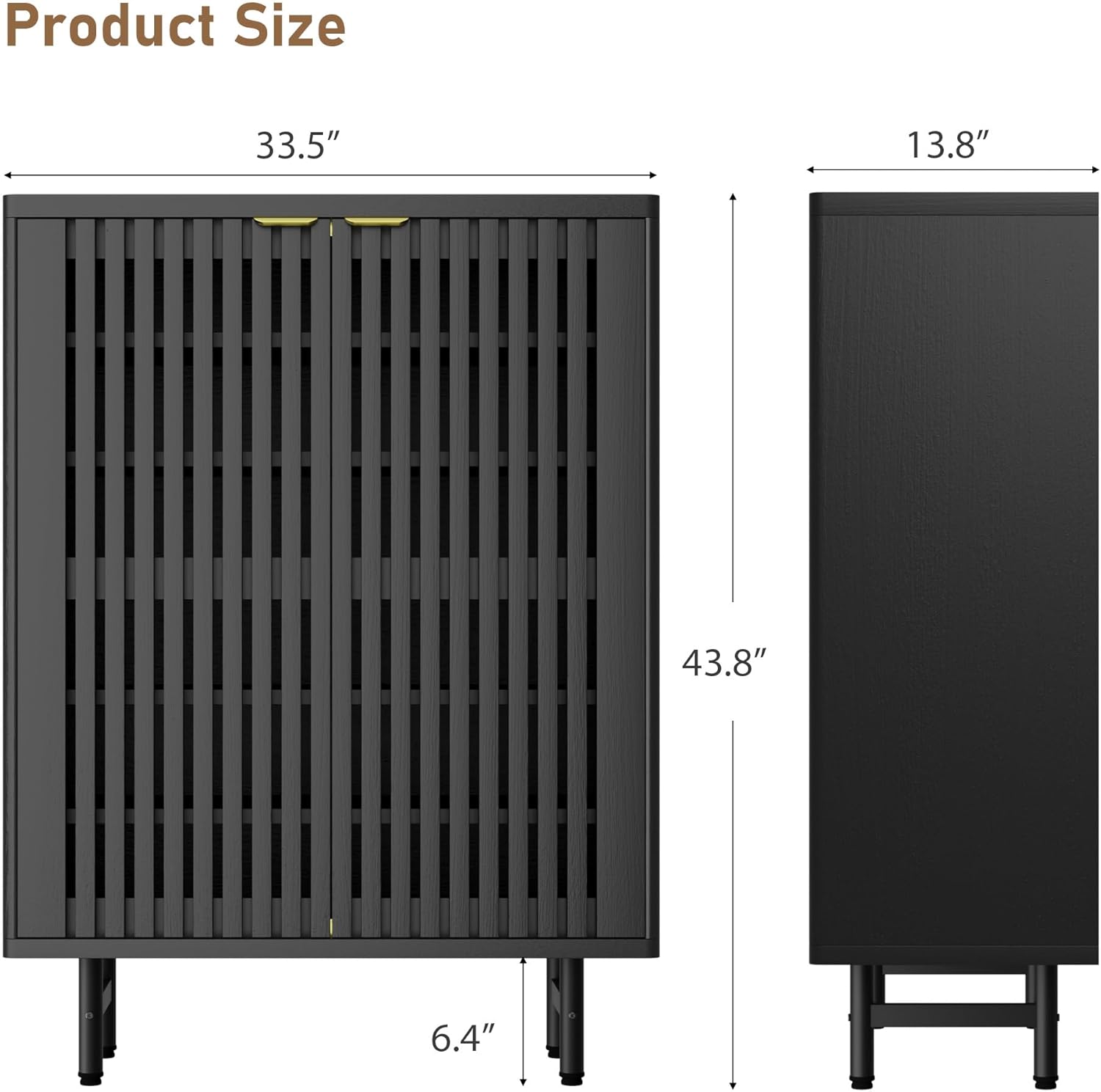 Angle. GARVEE - Shoe Cabinet, 6-Tier Shoe Storage Organizer with Doors,Modern Farmhouse Entryway Hallway Furniture,Black - Black.