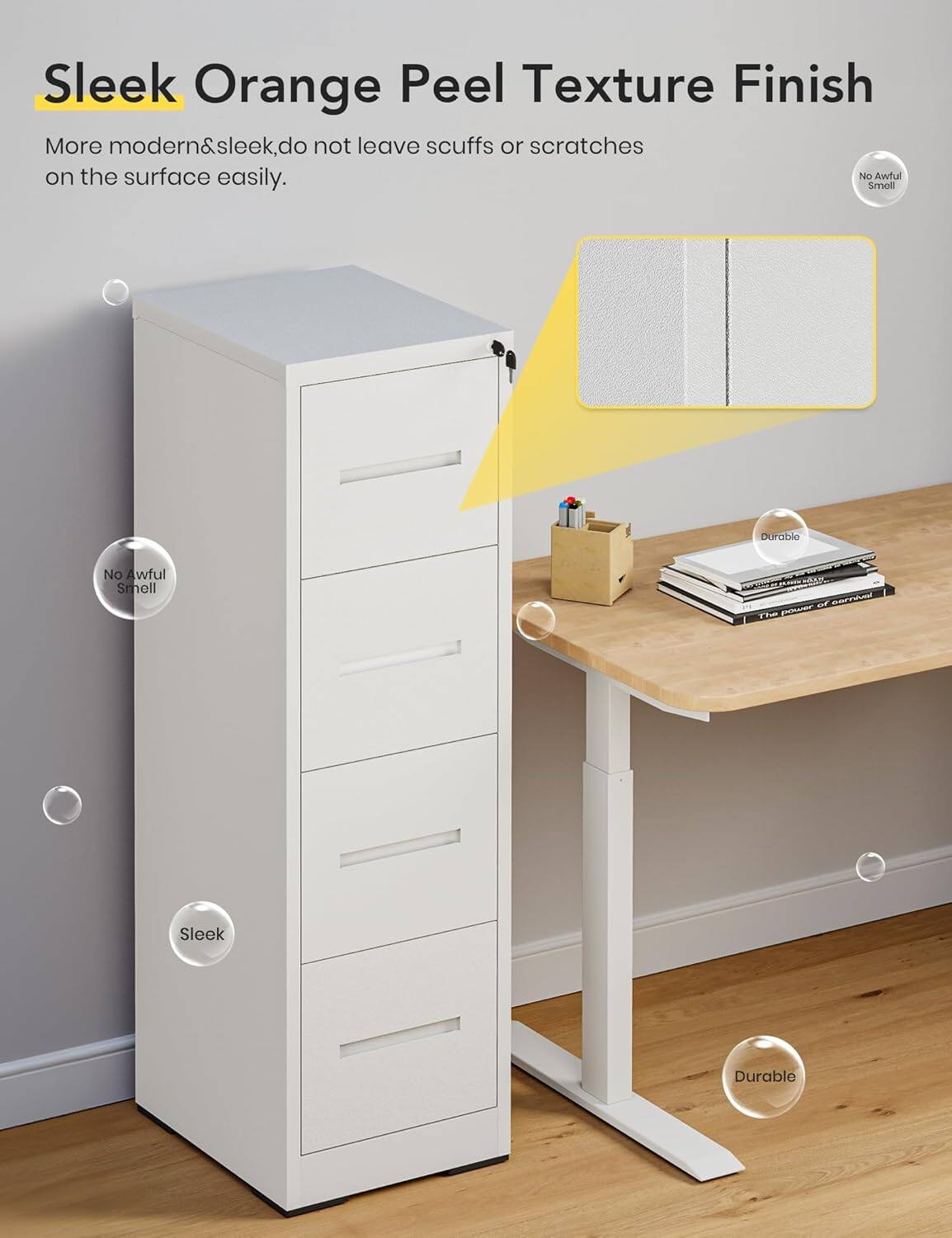 Sleek Orange Peel Texture Finish

More modern & sleek, do not leave scuffs or scratches on the surface easily.

- Sleek
- No Awful Smell
- Durable