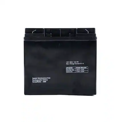 12V 18Ah/20 HR
Max. Charge Current 5.4 A
APPLICATION
VOLTAGE REGULATION
Standby Use 13.7V-13.9V
Cycle Use 14.6V-14.8V
Sealed Maintenance-Free Rechargeable Battery
Nonspillable - AGM