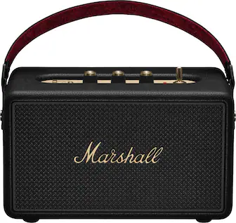 Front. Marshall - Kilburn III Portable Wireless Bluetooth Speaker with Bass / Treble / Volume Controls and 3.5 mm Auxiliary Input - Black and Brass.