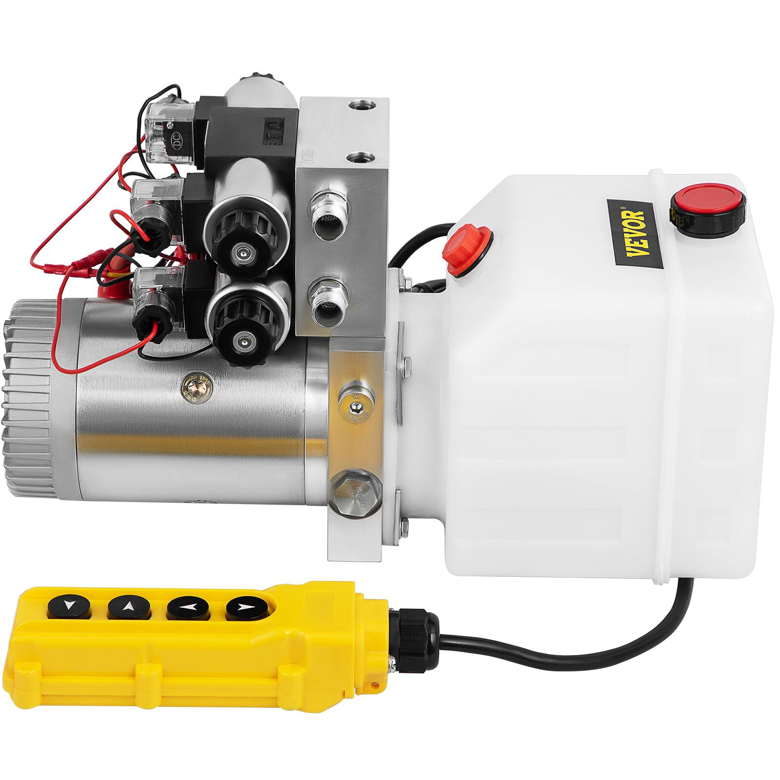 Alt View 5. VEVOR - Hydraulic Pump Double Acting Hydraulic Power Unit Double Solenoid Hydraulic Power Pack 12V DC Hydraulic Power Pump - Silver;Black.
