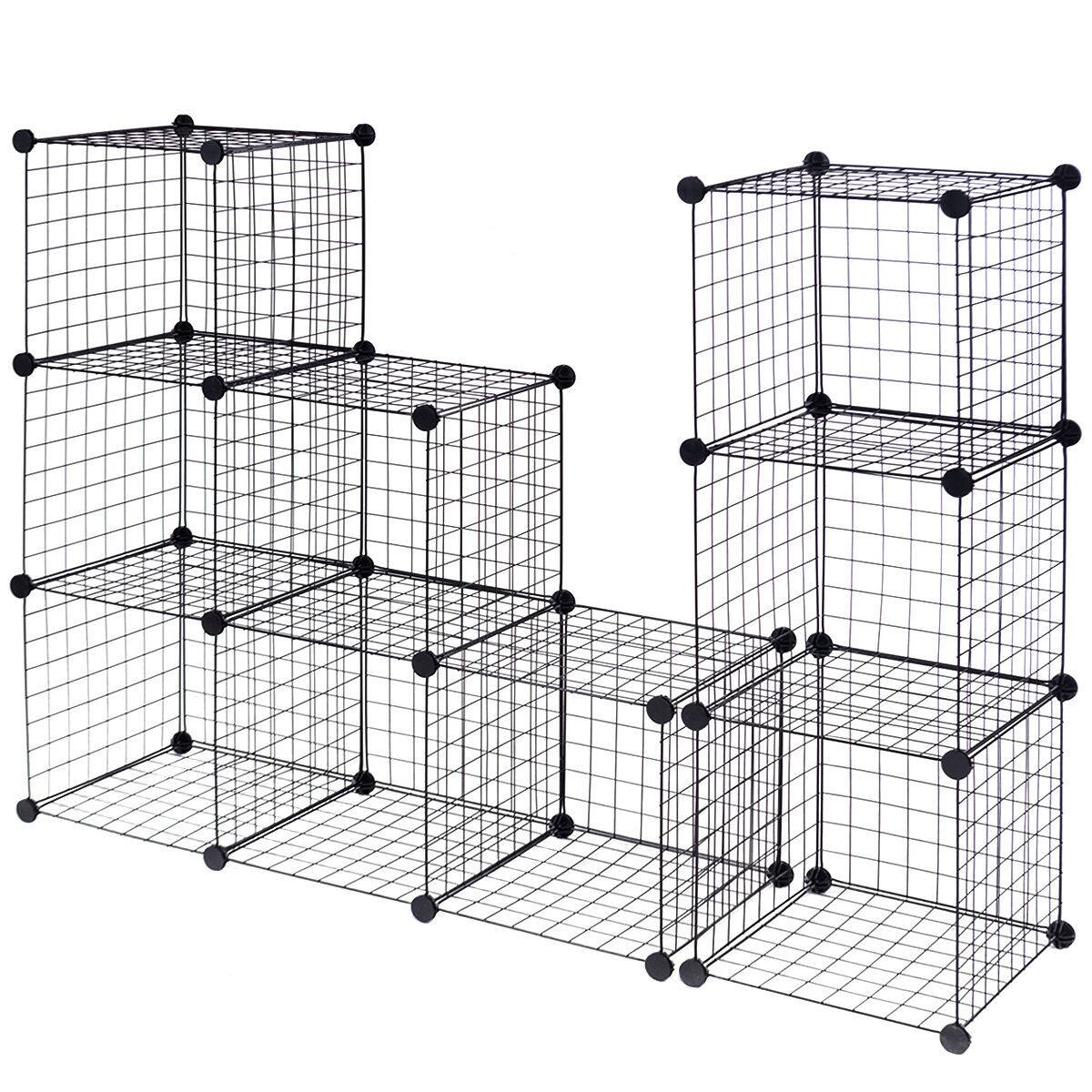 Alt View 9. Gymax - Gymax 12 Cube Grid Wire Organizer Wardrobe Shelves Bookcase DIY - black.