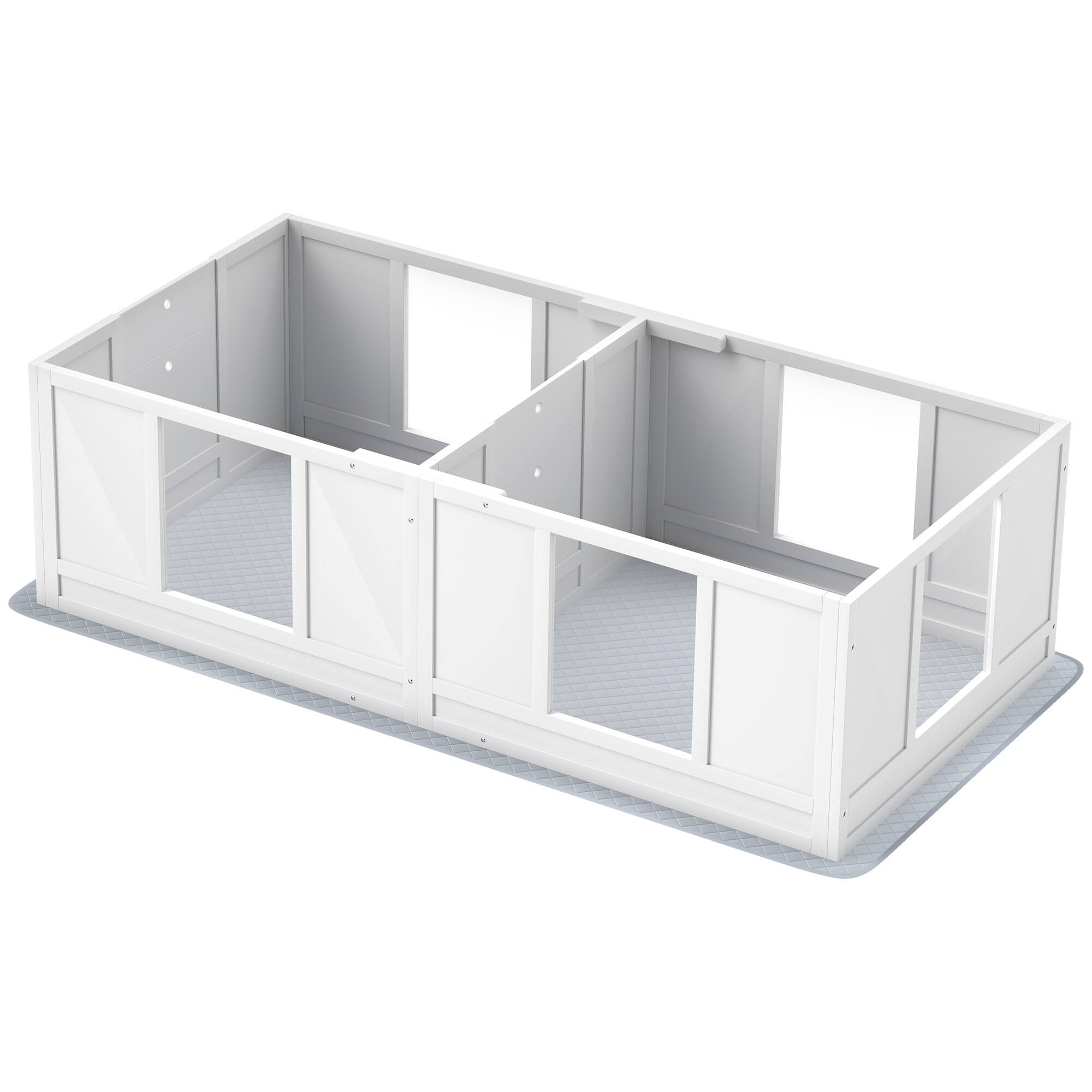 Alt View 5. Siljoy - Dog Whelping Box 64.6" with Waterproof Pad, Clear Panels, Adjustable Door & Double Room, for Small Dogs - White.