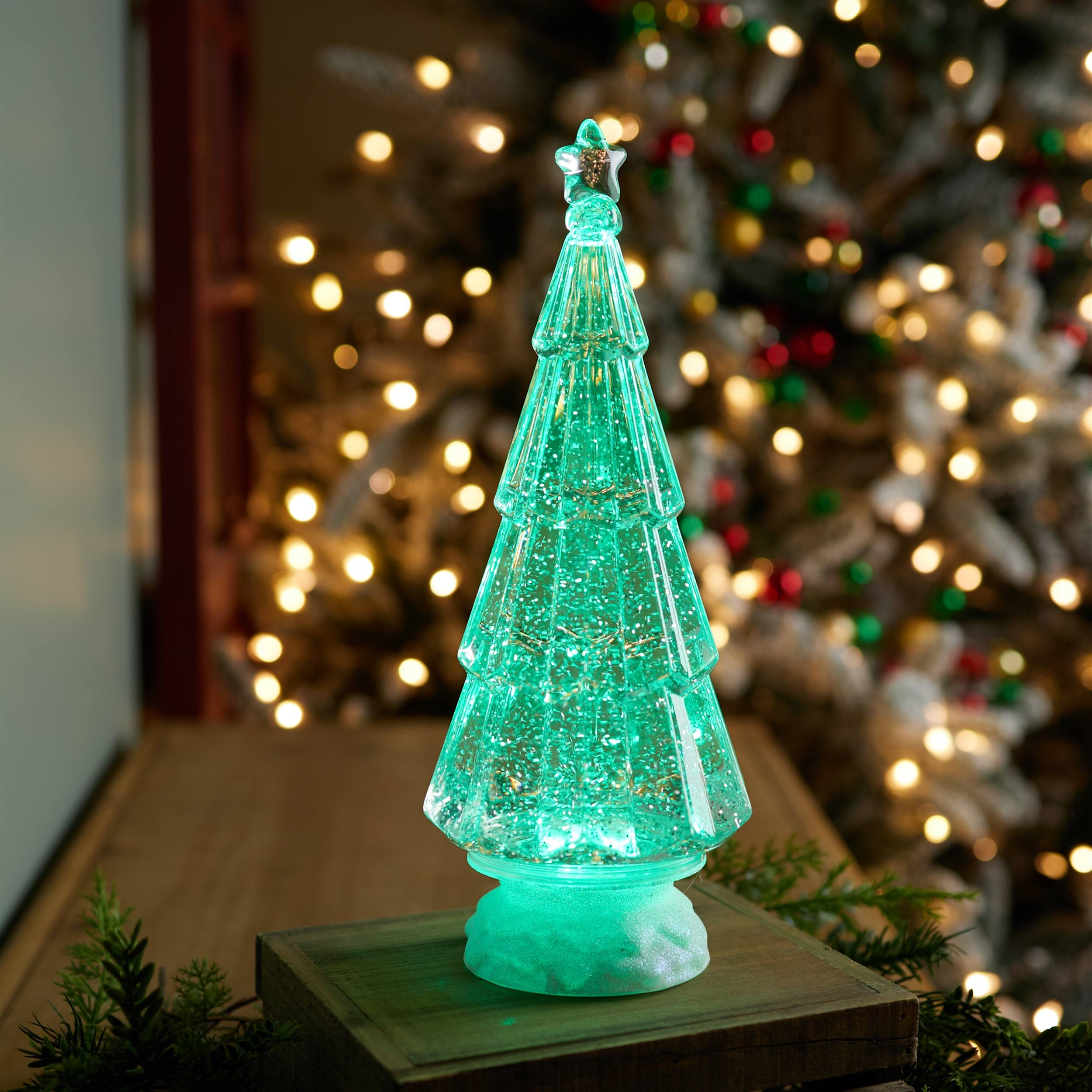 Angle. BreeBe - Green LED Christmas Tree 12"H - Green.