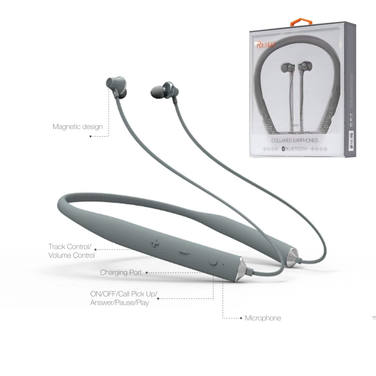 Reiko - Universal Bluetooth Earphones - Gray