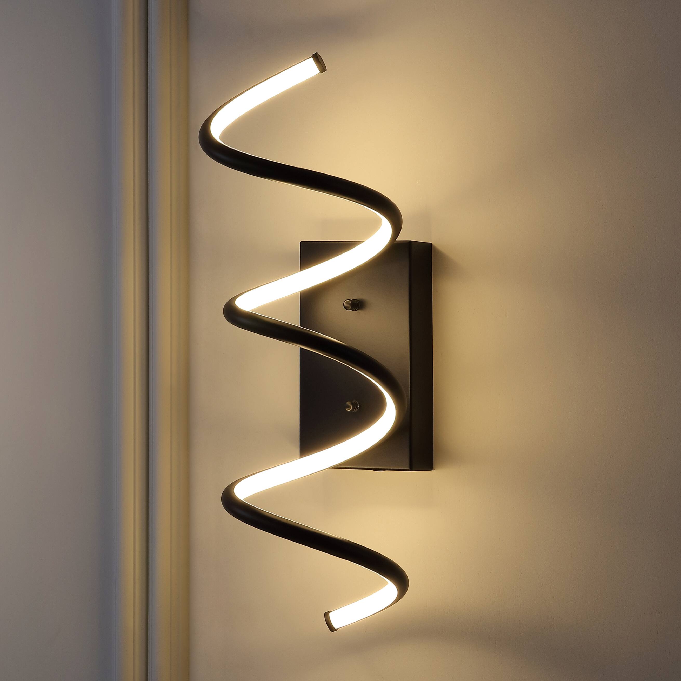 Alt View 6. Jonathan Y - Scribble 7" Modern Metal Integrated LED Vanity Light Sconce, Black - Black.