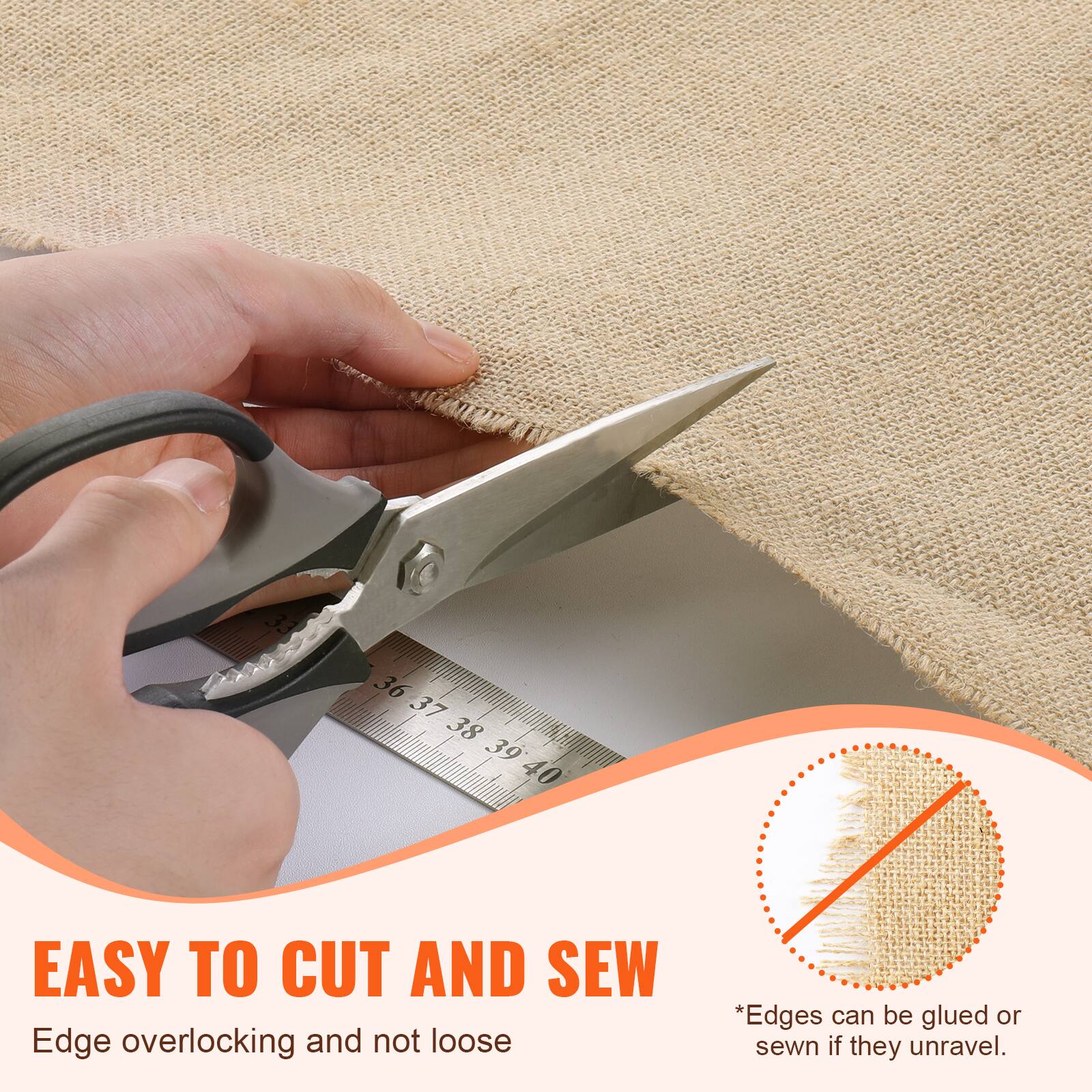 33 36 37 38 39 40 EASY TO CUT AND SEW Edge overlocking and not loose *Edges can be glued or sewn if they unravel.