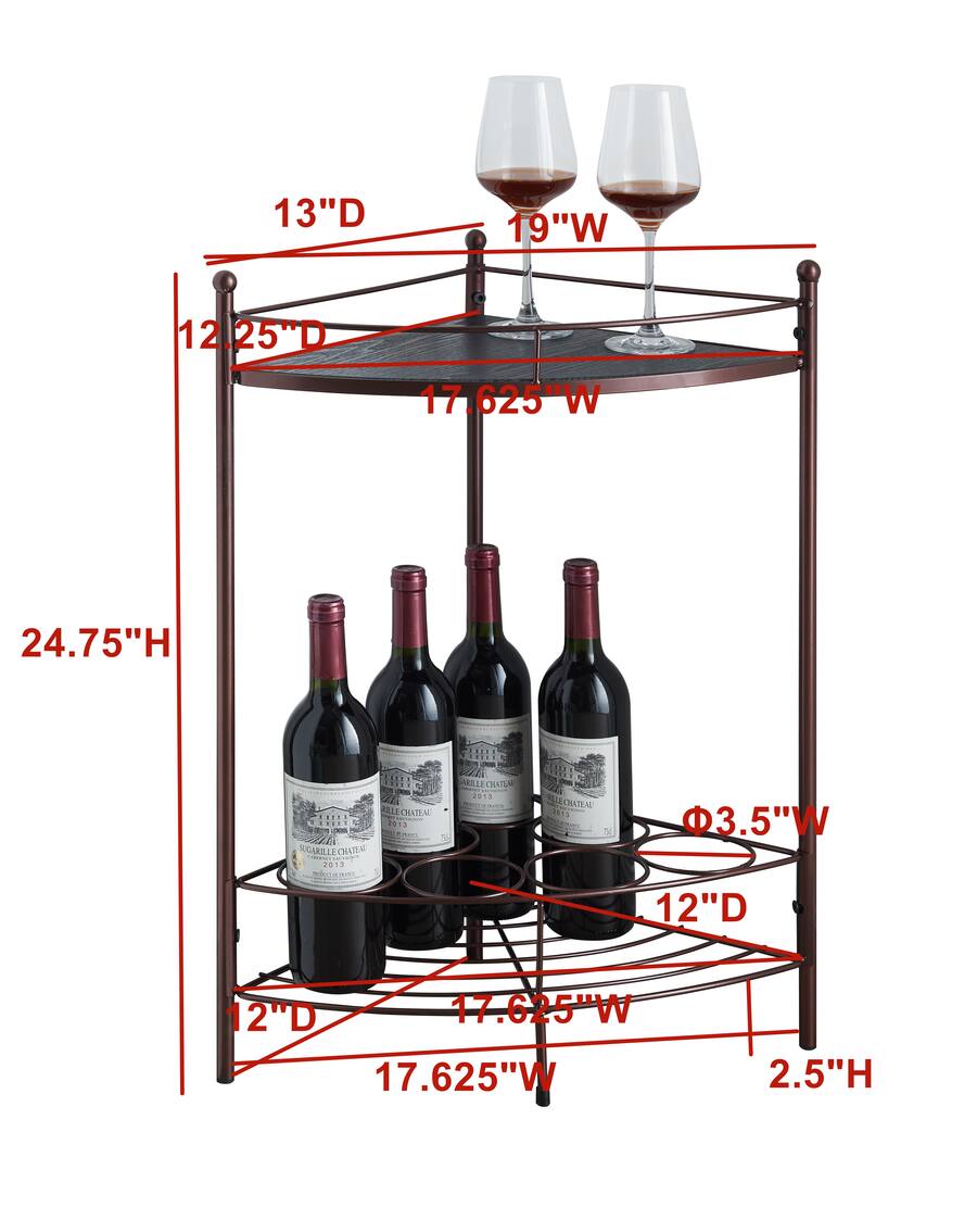 Kings Brand Furniture Dover Corner Wine Rack Table, Bronze Rust/Copper ...