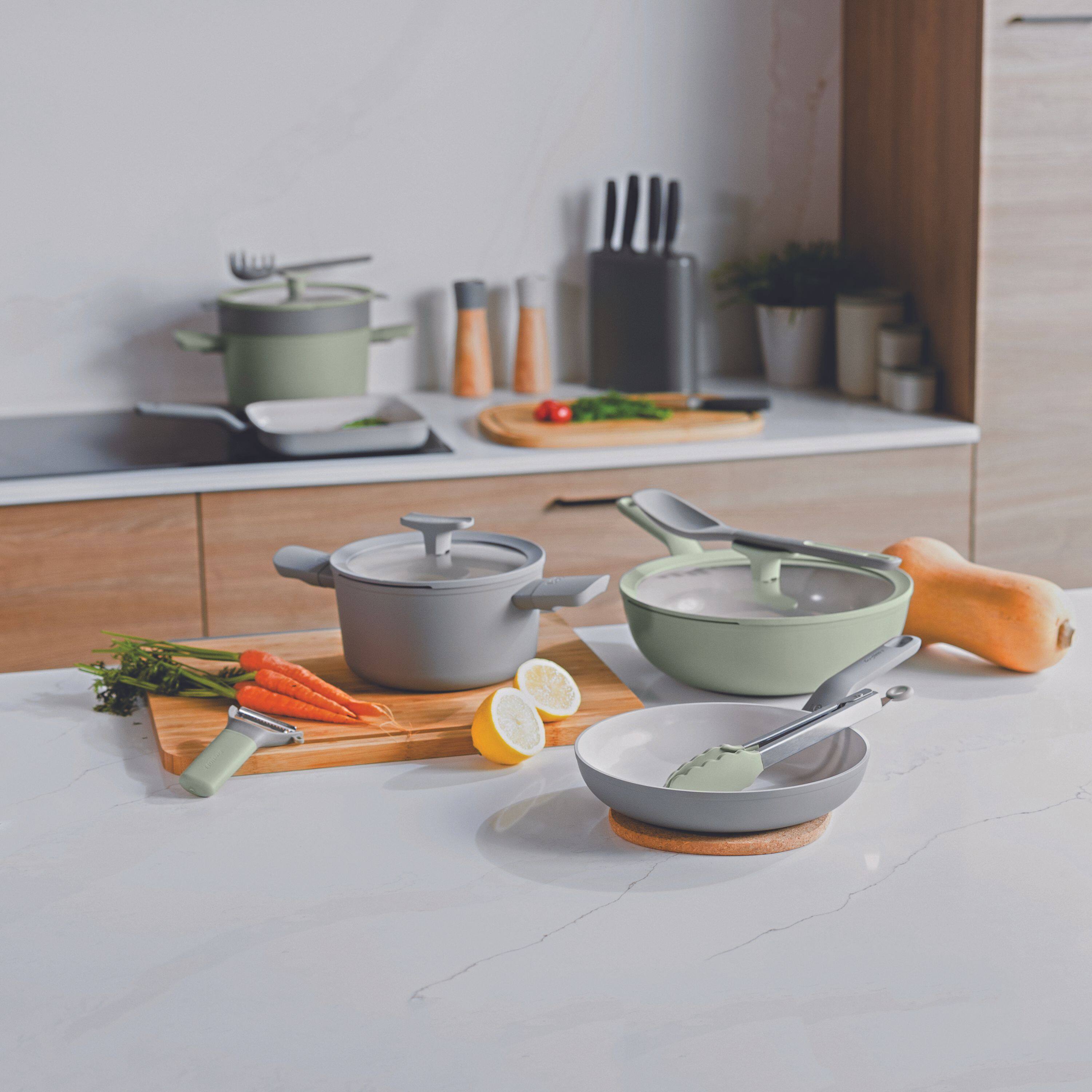 Alt View 2. BergHOFF - BergHOFF Balance Nonstick Ceramic Frying Pan 11", Recycled Aluminum, Moonmist - Moonmist.