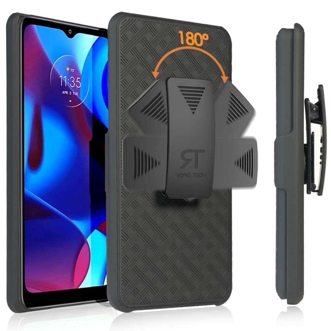 RomeTech - Shell Holster Combo Case for Motorola Moto G Power (2022) - Black