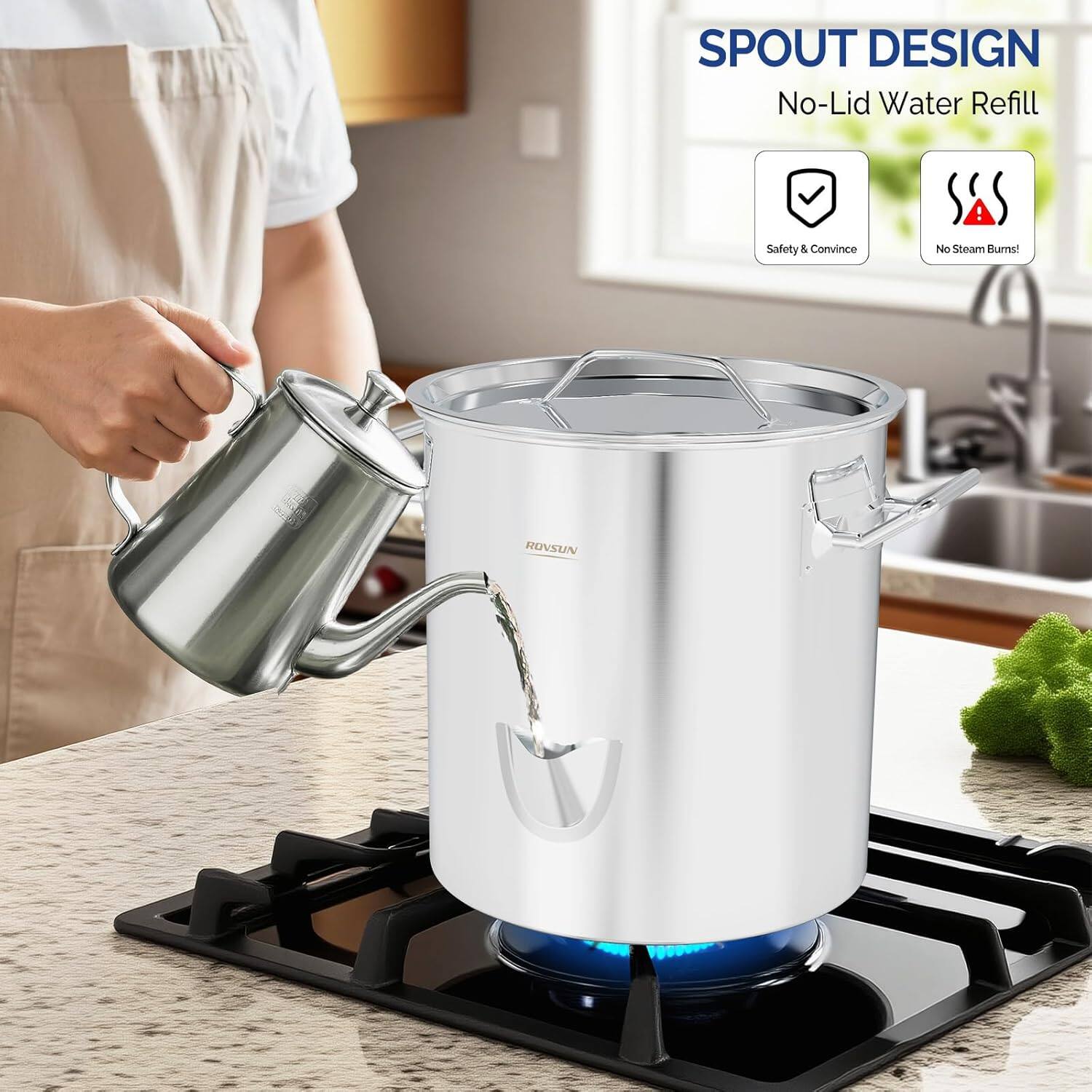 SPROUT DESIGN  
No-Lid Water Refill  
Safety & Convenience  
No Steam Burns!  
ROVSUN