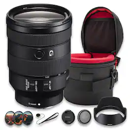 Bundle - Sony - FE 24-105mm f/4 G OSS Lens (SEL24105G/2) + Filter Kit + Case + Cap Keeper - Black