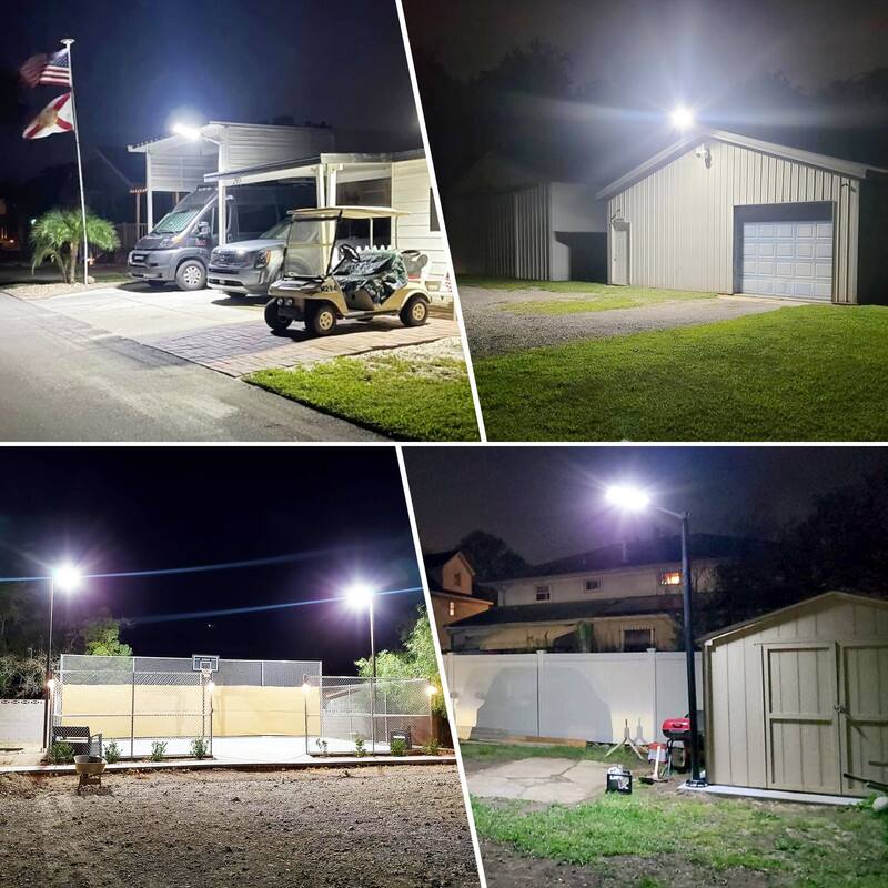 Alt View 7. Adewalk - Solar Street Lights Outdoor IP67 Waterproof, LED Flood Security Lights Motion Sensor & Dusk to Dawn Outdoor Lighting - Black.