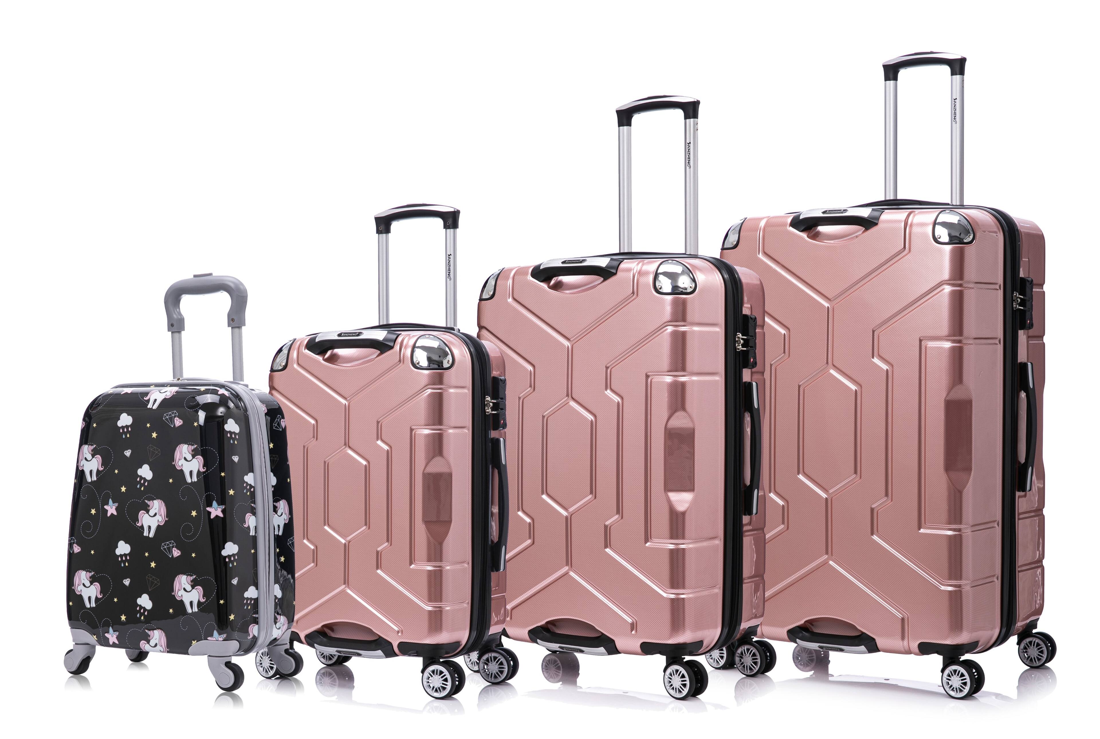 Front. APRILSOUL - Luggage Set PC material four piece travel luggage set with rotating wheels and a sense of technology - white.