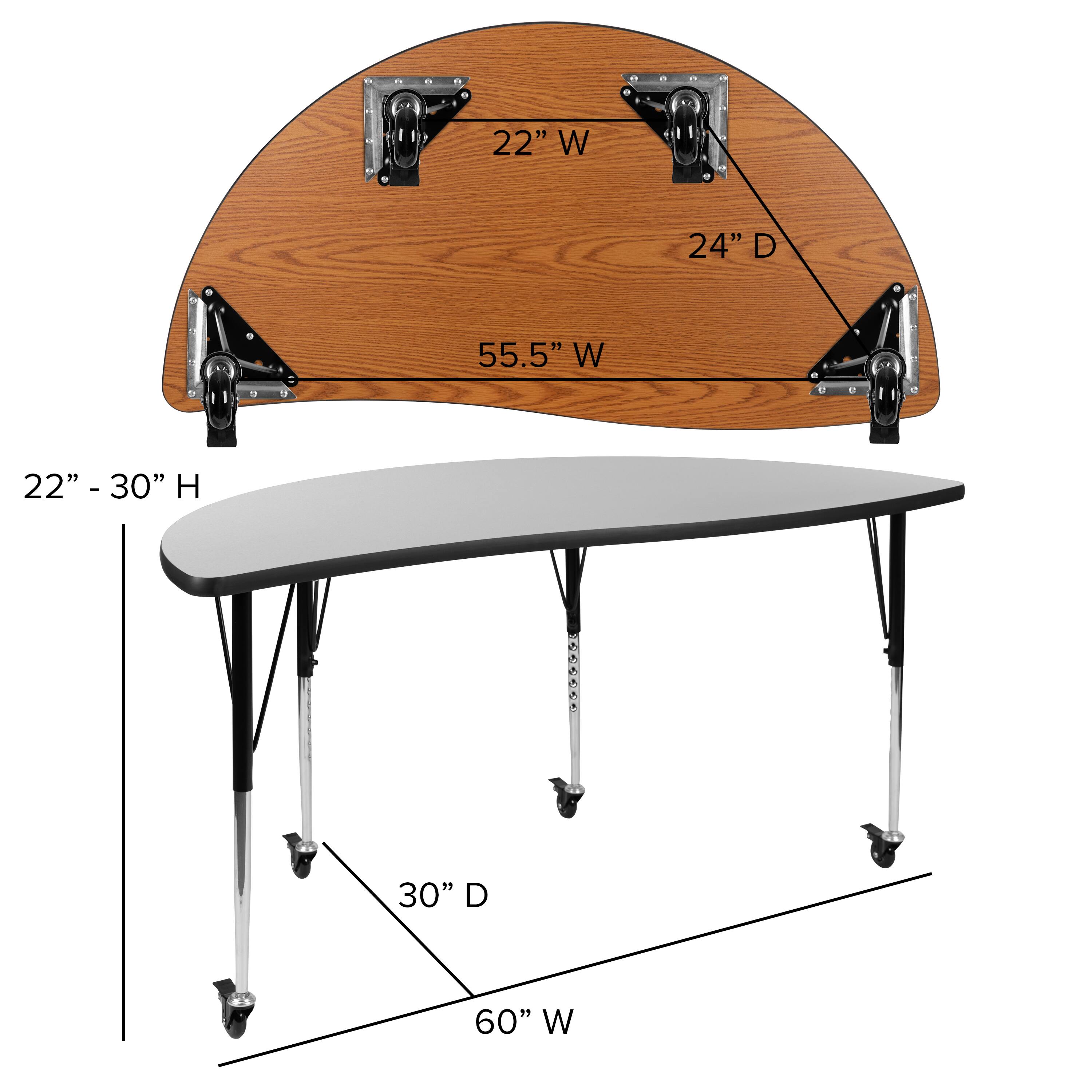 22" W 24" D 55.5" W  
22" - 30" H 30" D 60" W