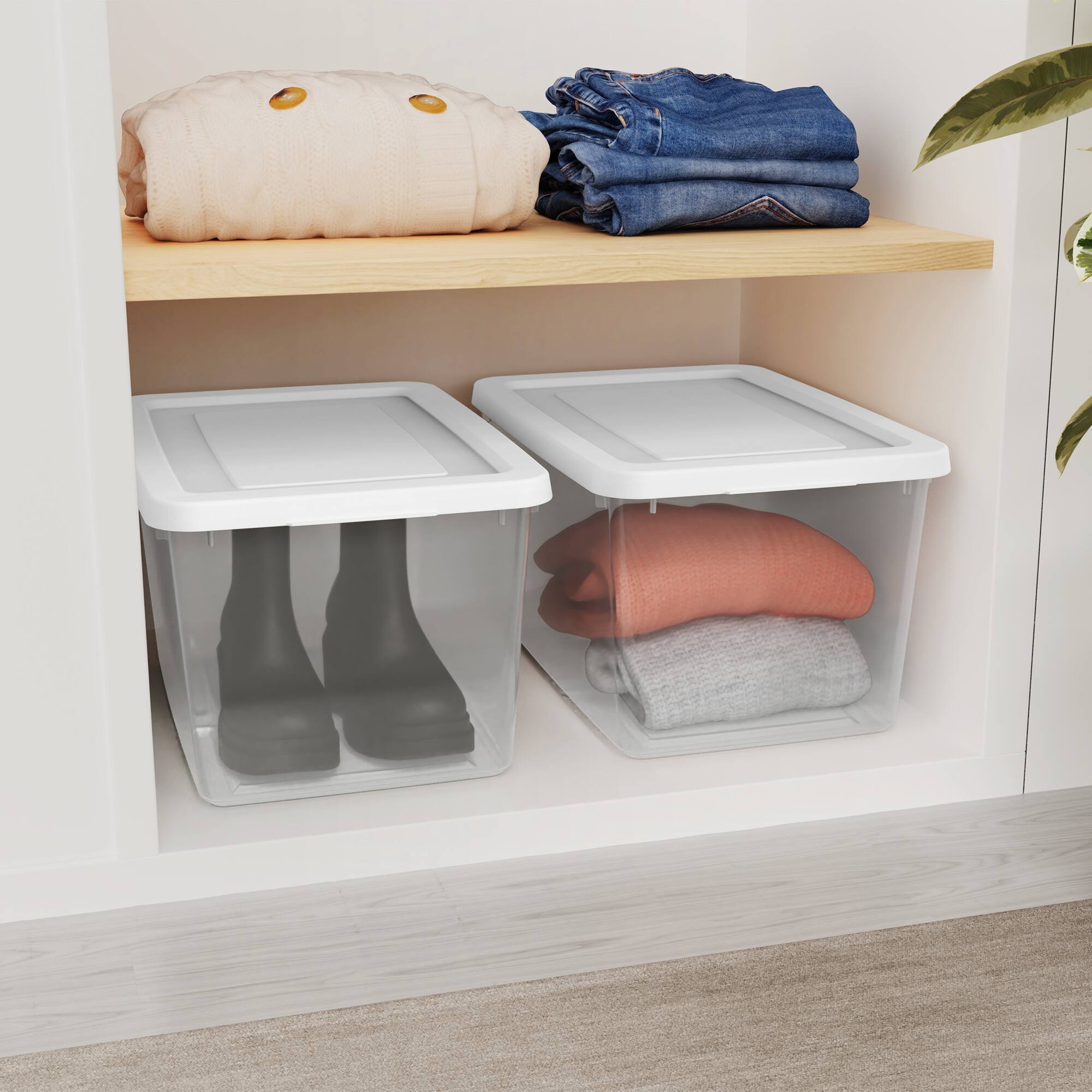 Alt View 3. Sterilite - Sterilite 20 Qt Storage Box, Stackable Plastic Container Home Organizer, 16 Pack - White.