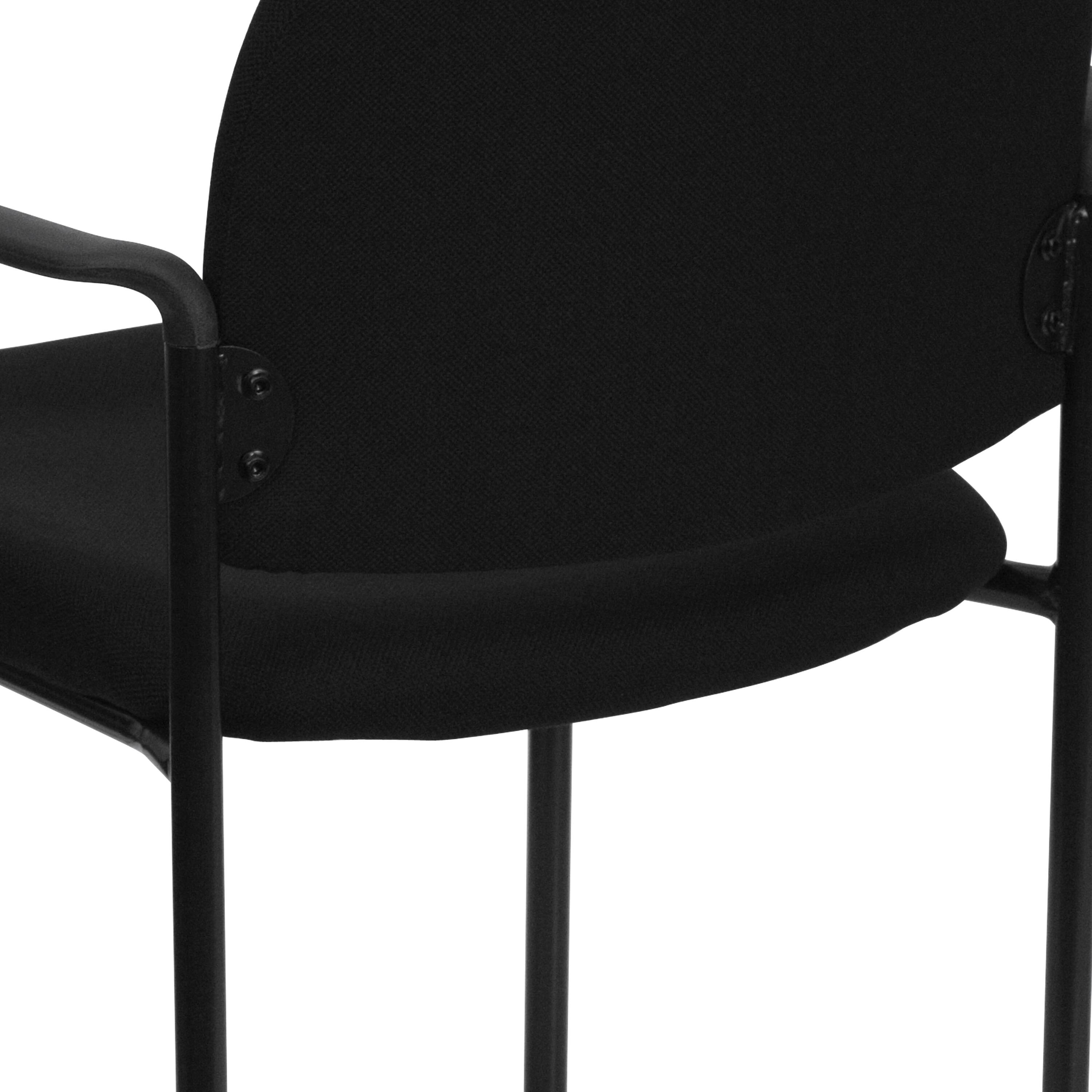 Alt View 9. Emma + Oliver - Comfort Stackable Steel Side Reception Chair with Arms - Black Fabric.