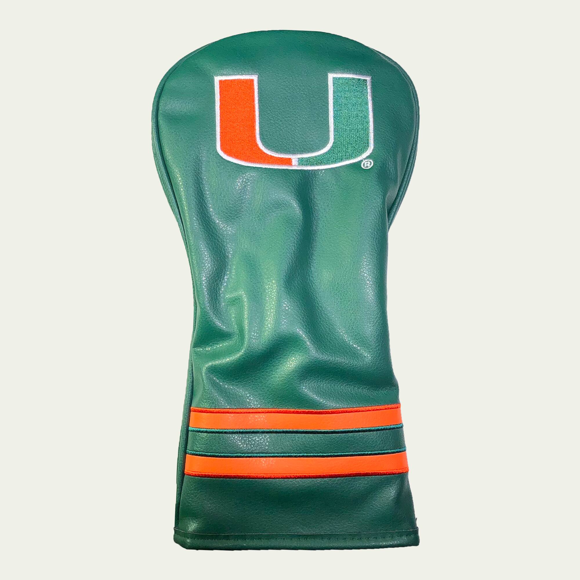 Front. Team Golf - Miami Hurricanes Vintage Driver Head Cover - Multicolor.