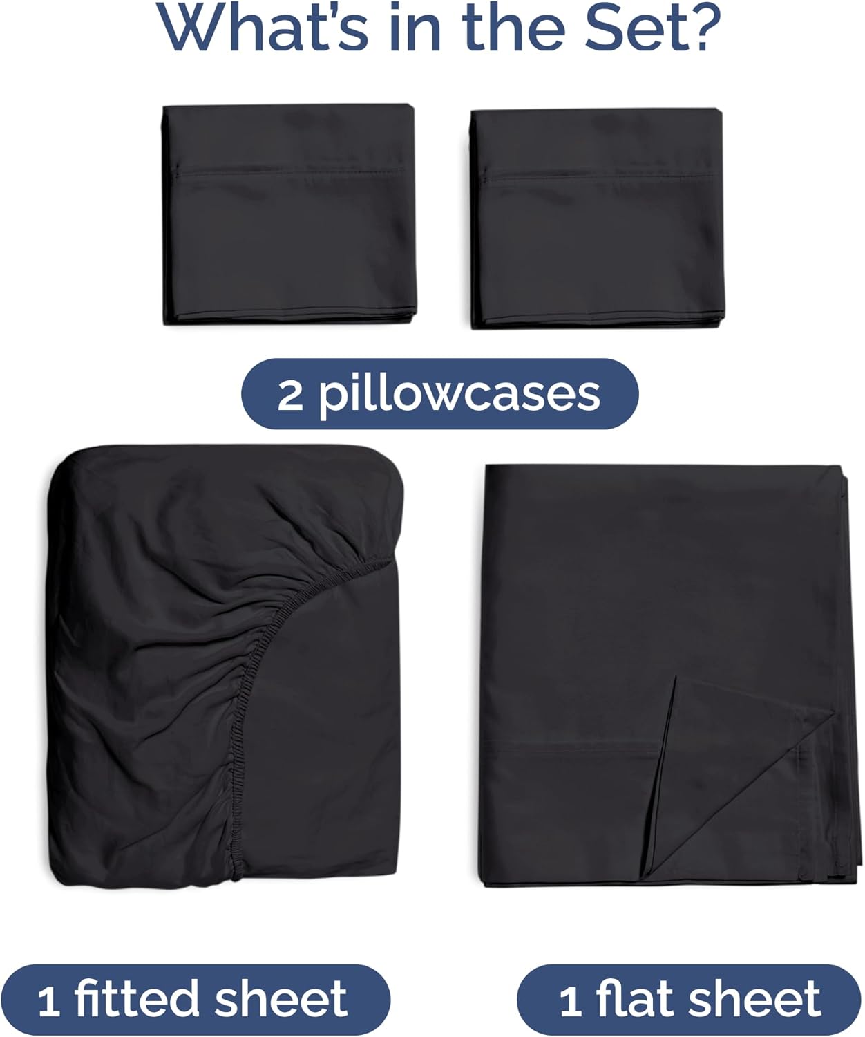What's in the Set?

- 2 pillowcases
- 1 fitted sheet
- 1 flat sheet